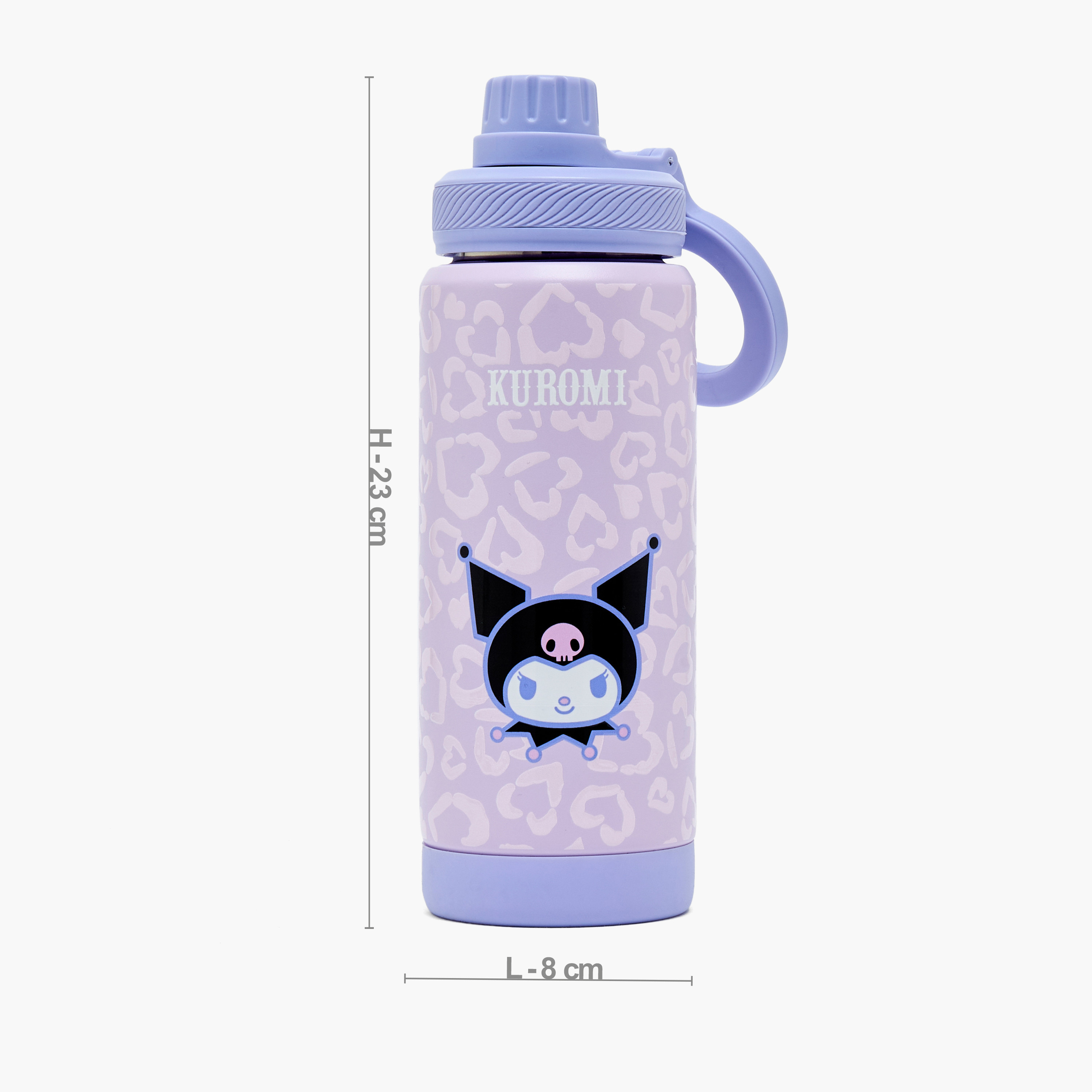 Sanrio Kuromi Print Stainless Steel Water Bottle with Spout and Carry Loop-school-waterbottles-image-2