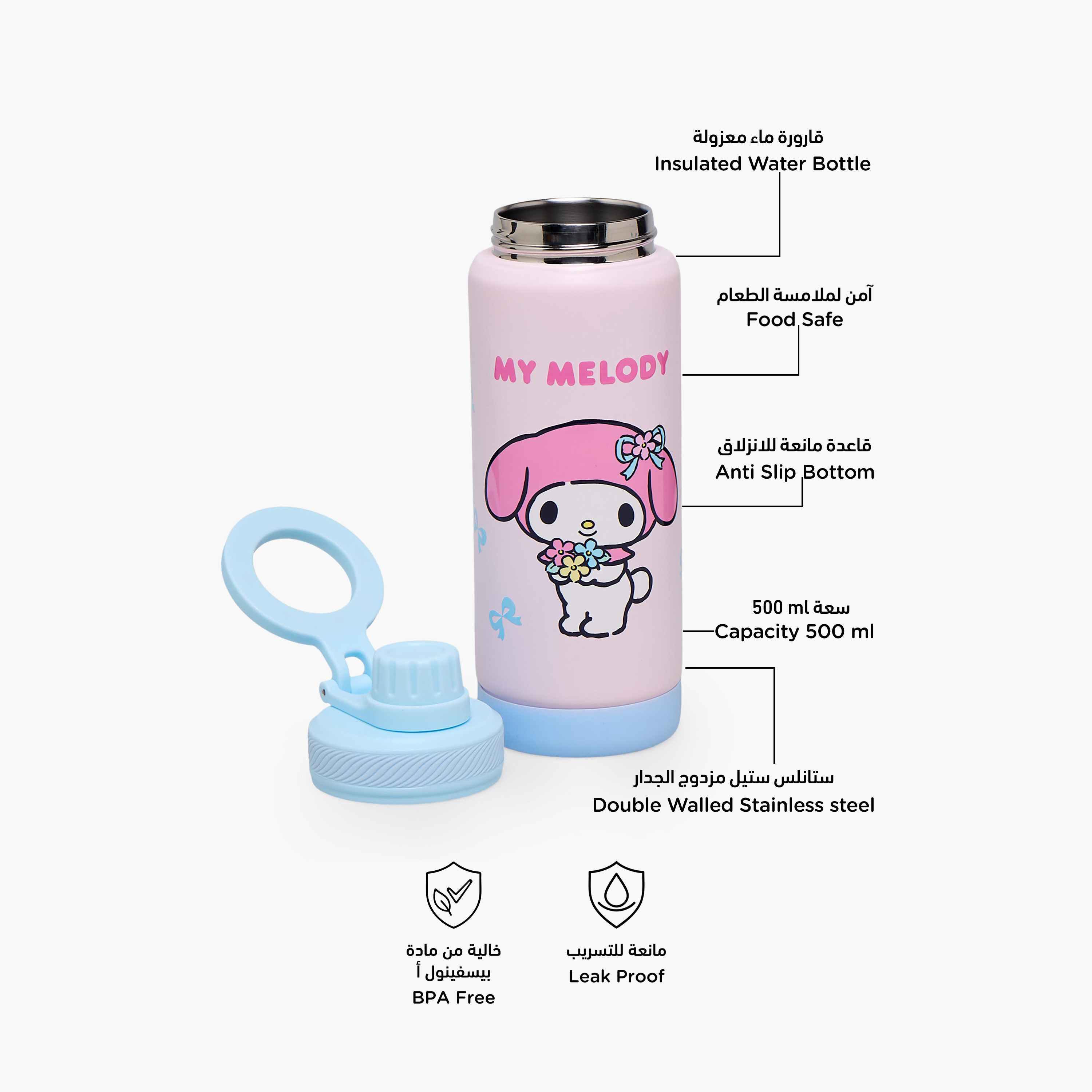Sanrio My Melody Print Stainless Steel Water Bottle with Spout and Handle-school-waterbottles-image-2