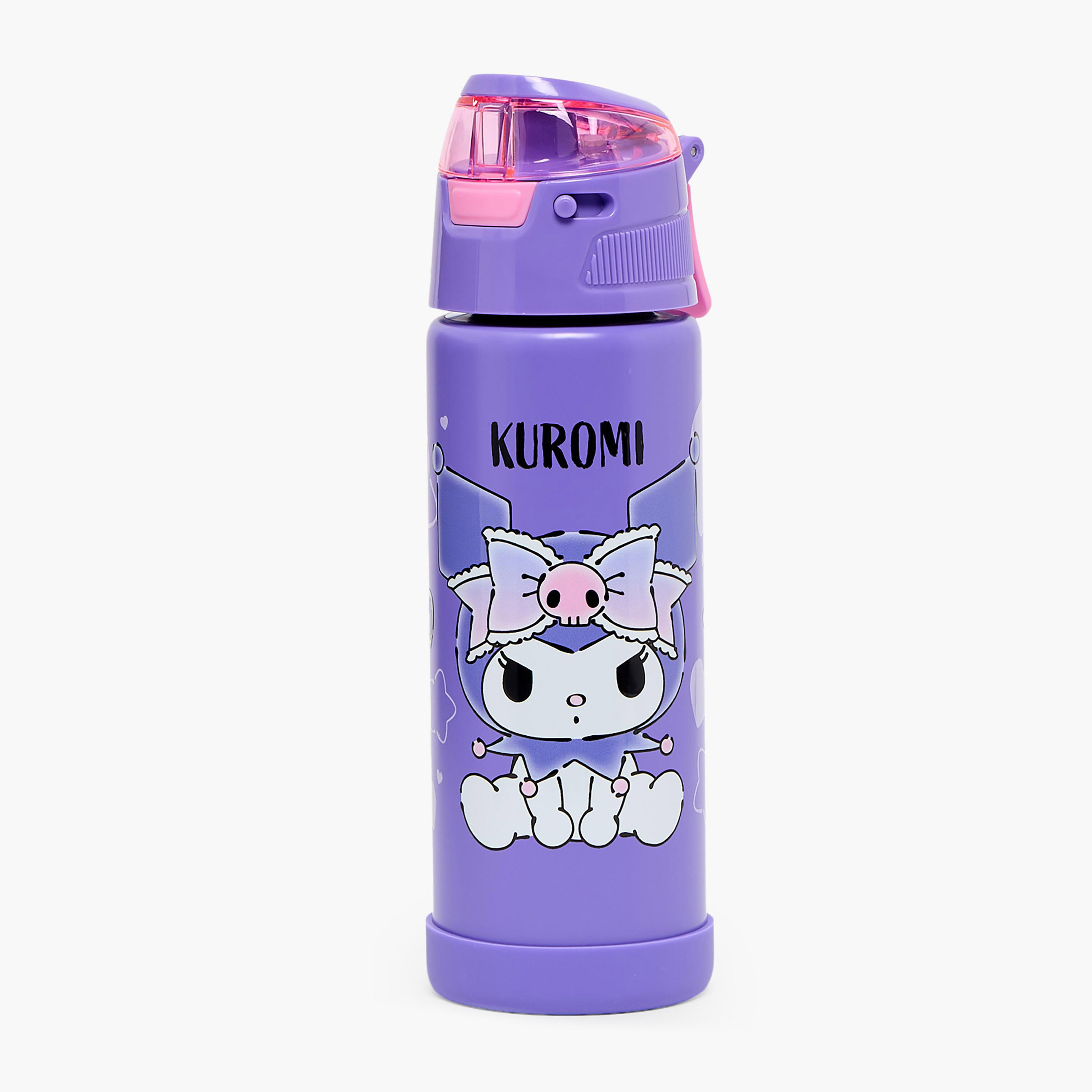 Sanrio Kuromi Print Stainless Steel Water Bottle with Spout and Handle-school-waterbottles-image-1