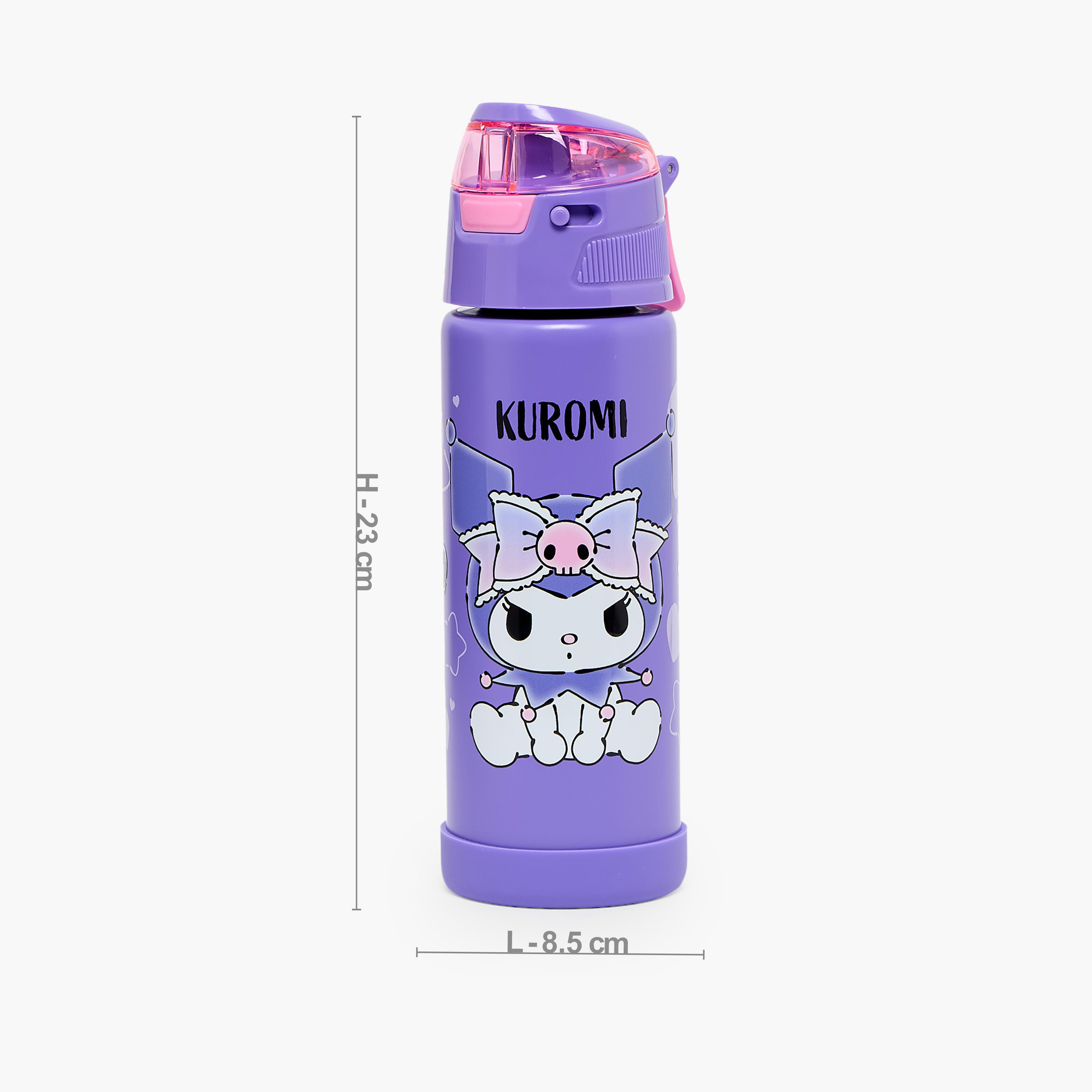 Sanrio Kuromi Print Stainless Steel Water Bottle with Spout and Handle-school-waterbottles-image-3