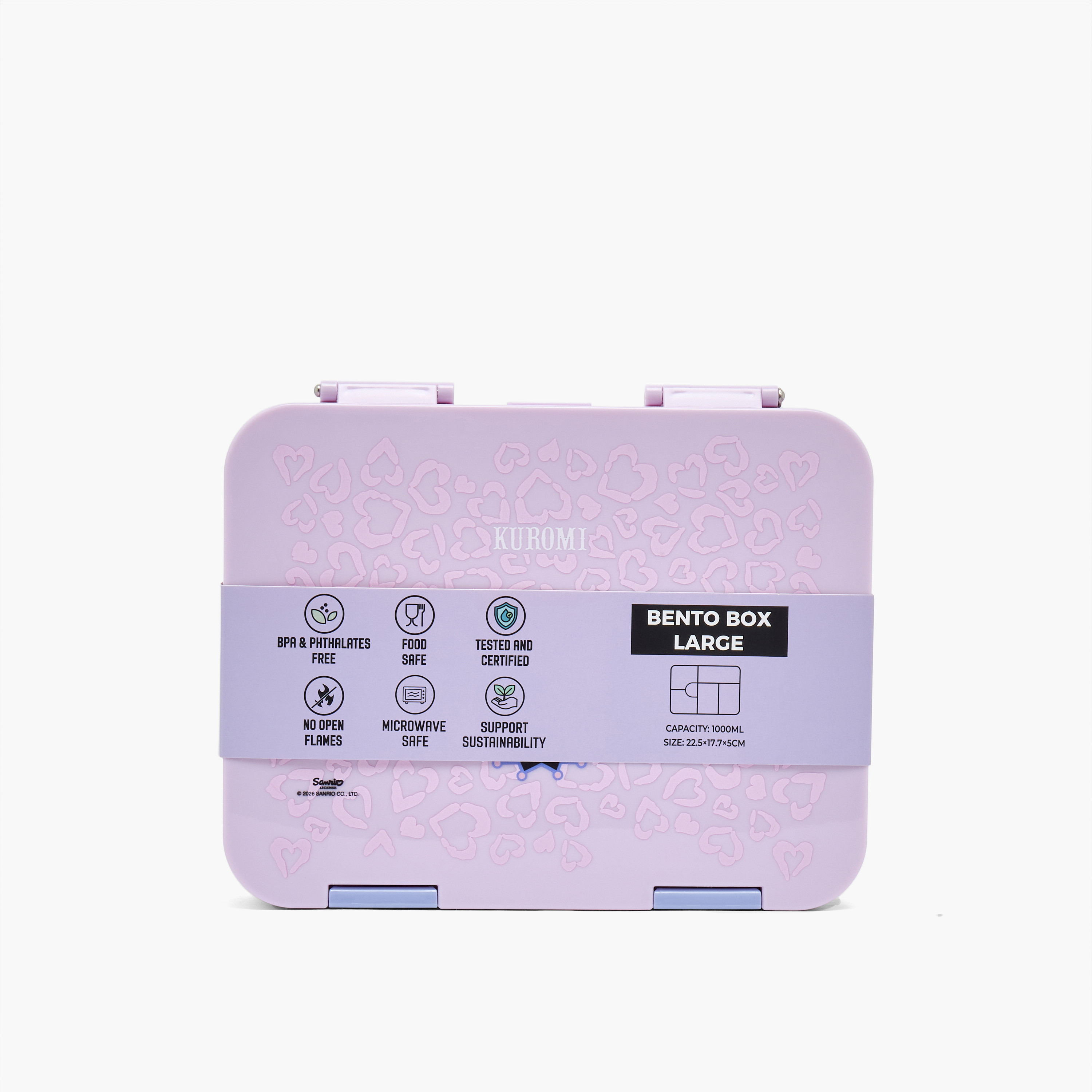 Sanrio Kuromi Print Bento Lunch Box for Girls with Clip Lock Closure - 1 L-school-lunchessentials-lunchboxes-image-11