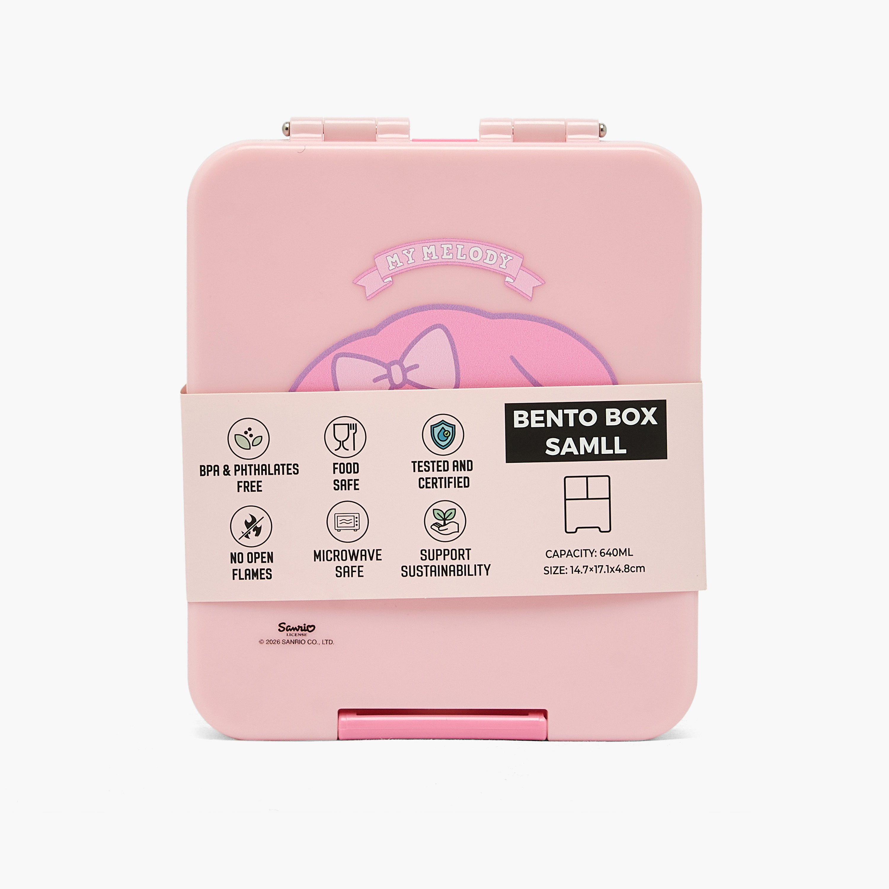 صندوق غداء بينتو بطبعات ماي ميلودي للبنات بغطاء بقفل بمشبك إغلاق - 640 مل-school-lunchessentials-lunchboxes-image-11