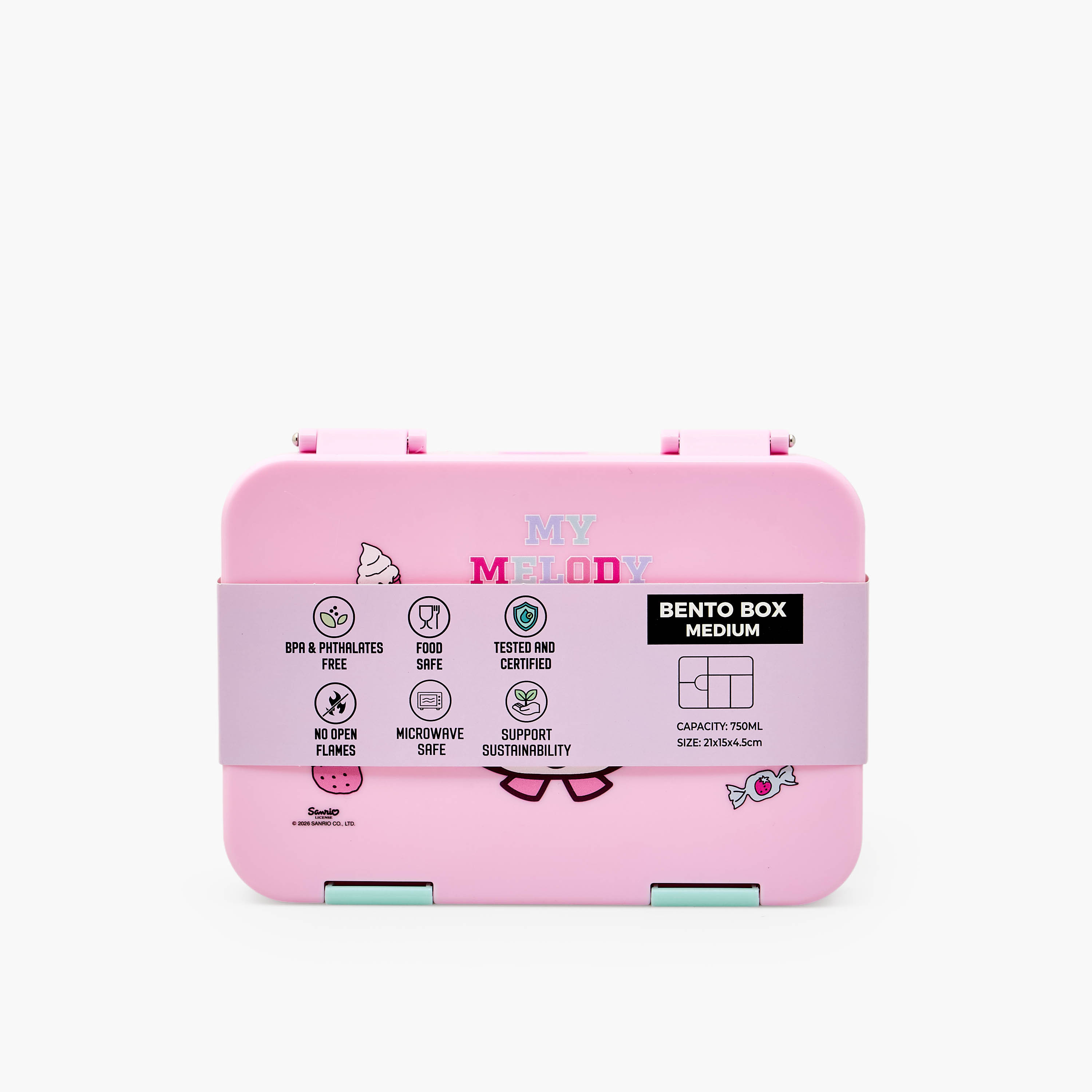 Sanrio My Melody Print Bento Lunch Box for Girls with Clip Lock Lid - 750 ml-school-lunchessentials-lunchboxes-image-11