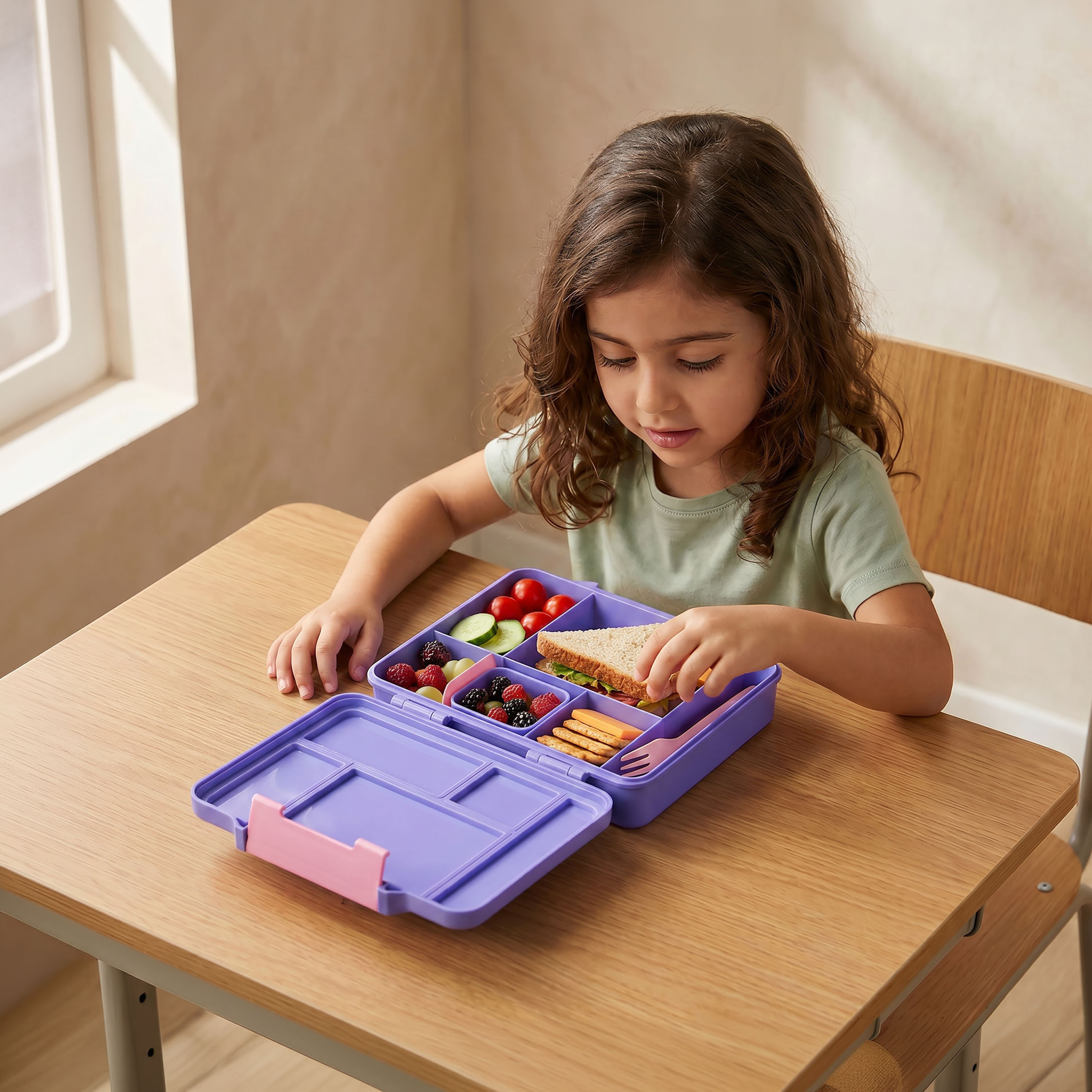 صندوق غداء بينتو بطبعات كورومي للبنات مع أدوات مائدة من سانريو-school-lunchessentials-lunchboxes-image-3