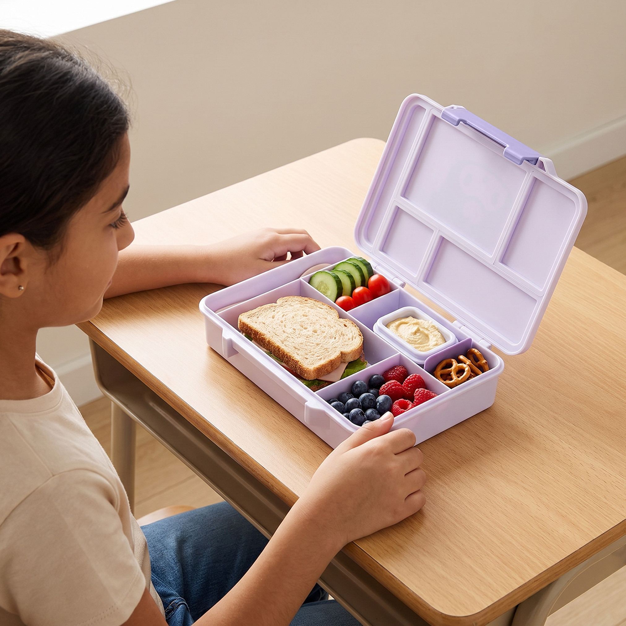 صندوق غداء للأولاد بطبعات كورومي مع أقسام من سانريو - 1.2 لتر-school-lunchessentials-lunchboxes-image-3