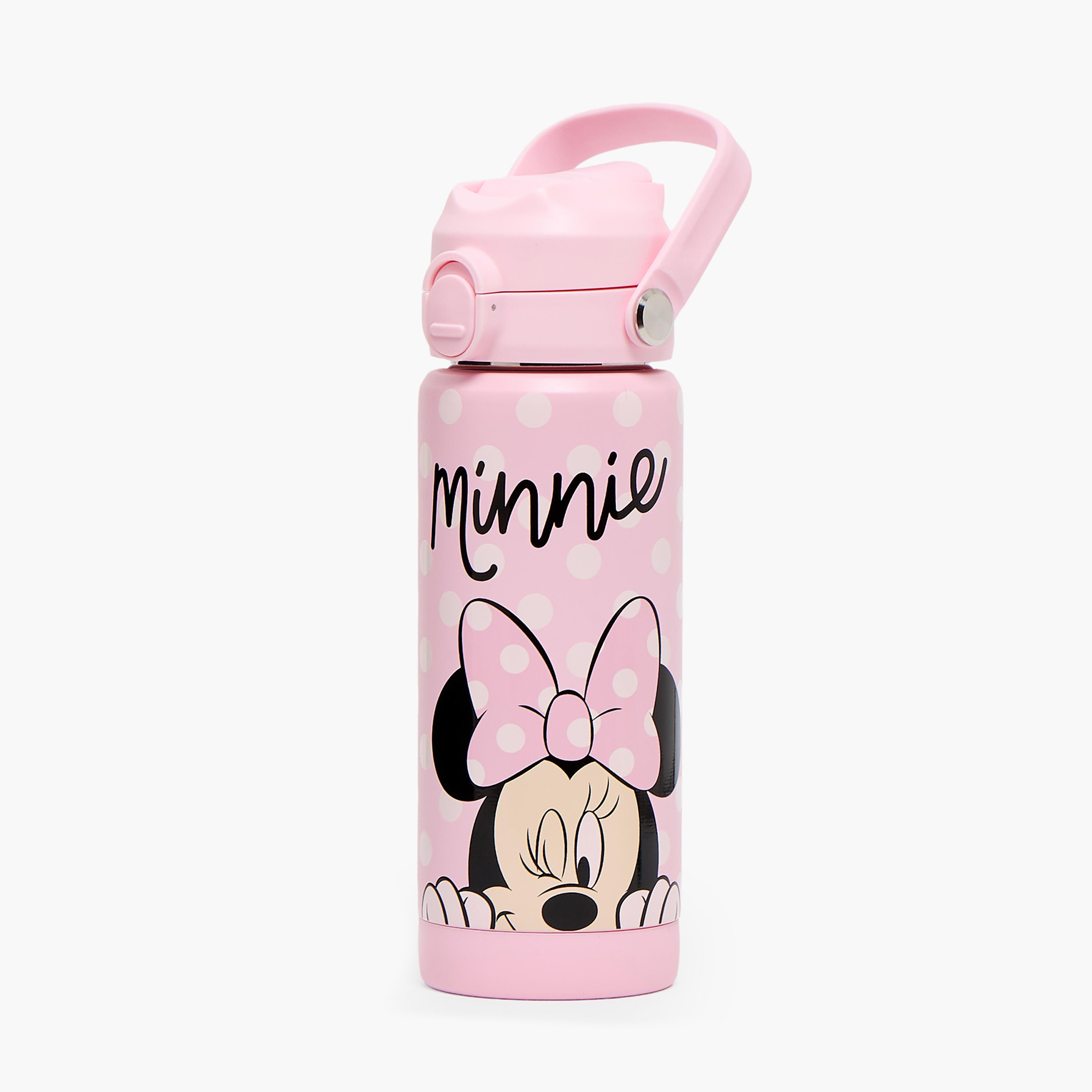 Disney Minnie Mouse Print Stainless Steel Water Bottle with Spout and Handle- 500ml-school-waterbottles-image-1