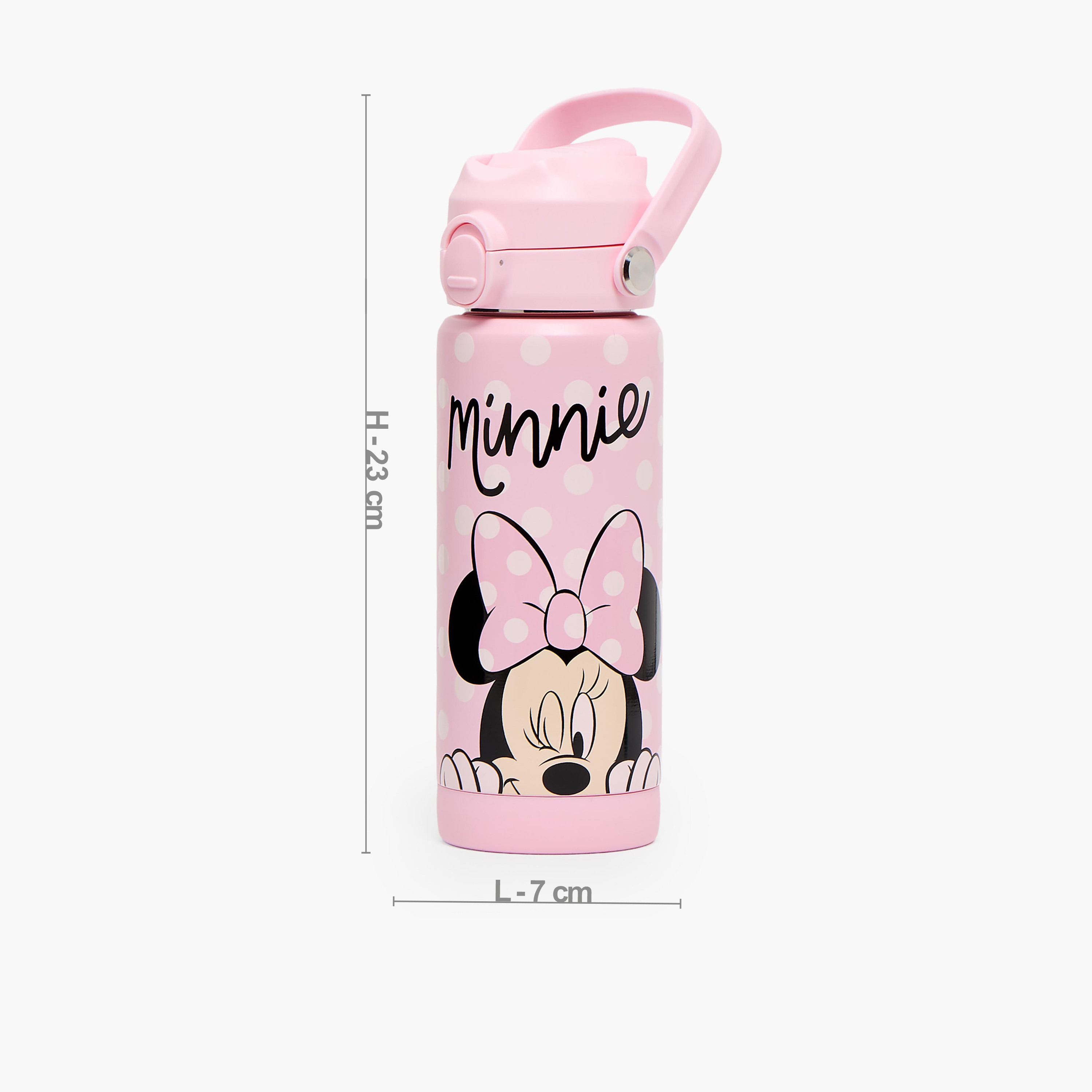 Disney Minnie Mouse Print Stainless Steel Water Bottle with Spout and Handle- 500ml-school-waterbottles-image-3
