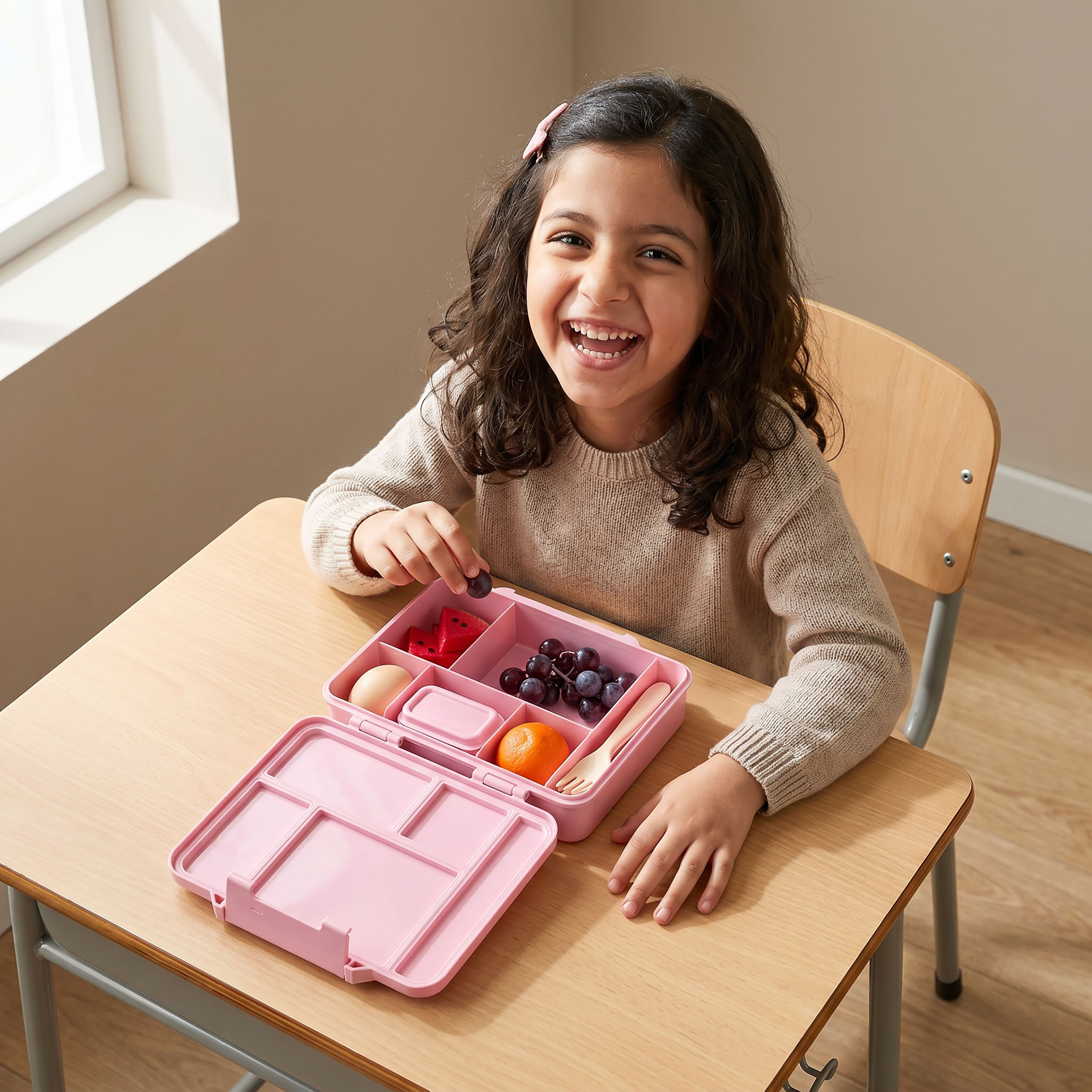 صندوق غداء بينتو بطبعات ميني ماوس مع أدوات مائدة للبنات من ديزني-school-lunchessentials-lunchboxes-image-3