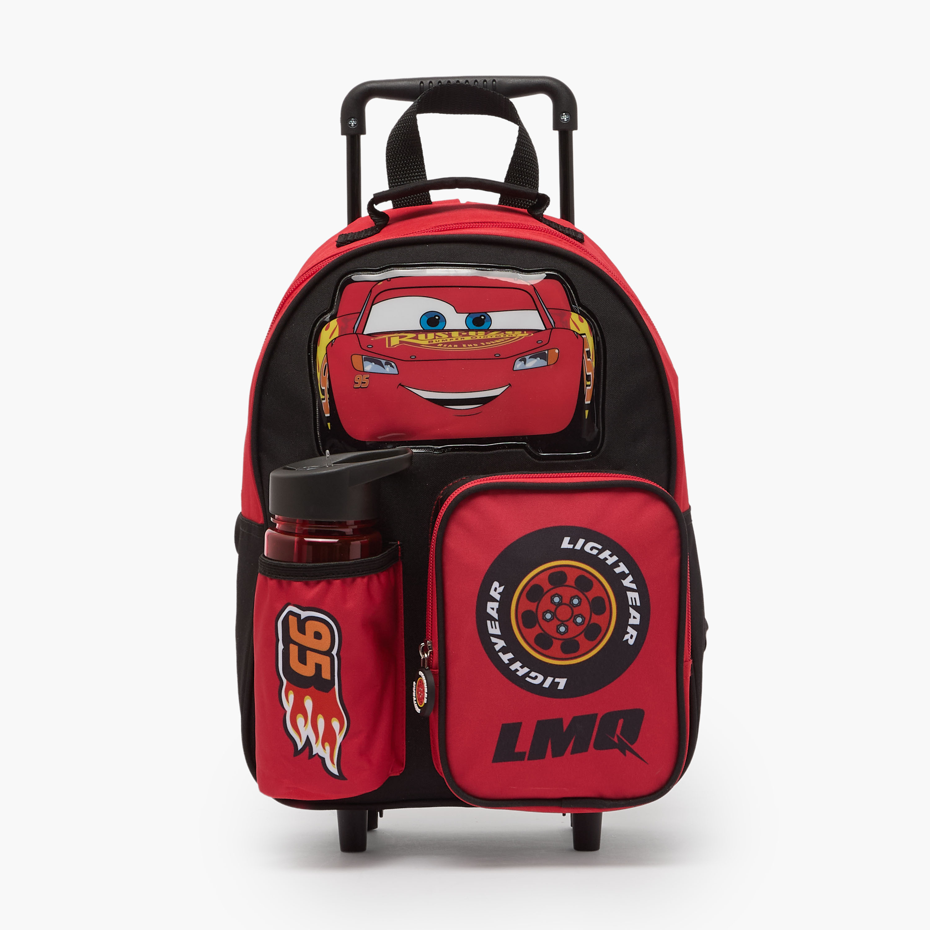Disney Cars Print 3-Piece School Trolley Bag Set for Boys 3-5 Years with Lunch Box - 14 inches-school-bagsandbackpacks-trolleybags-image-1