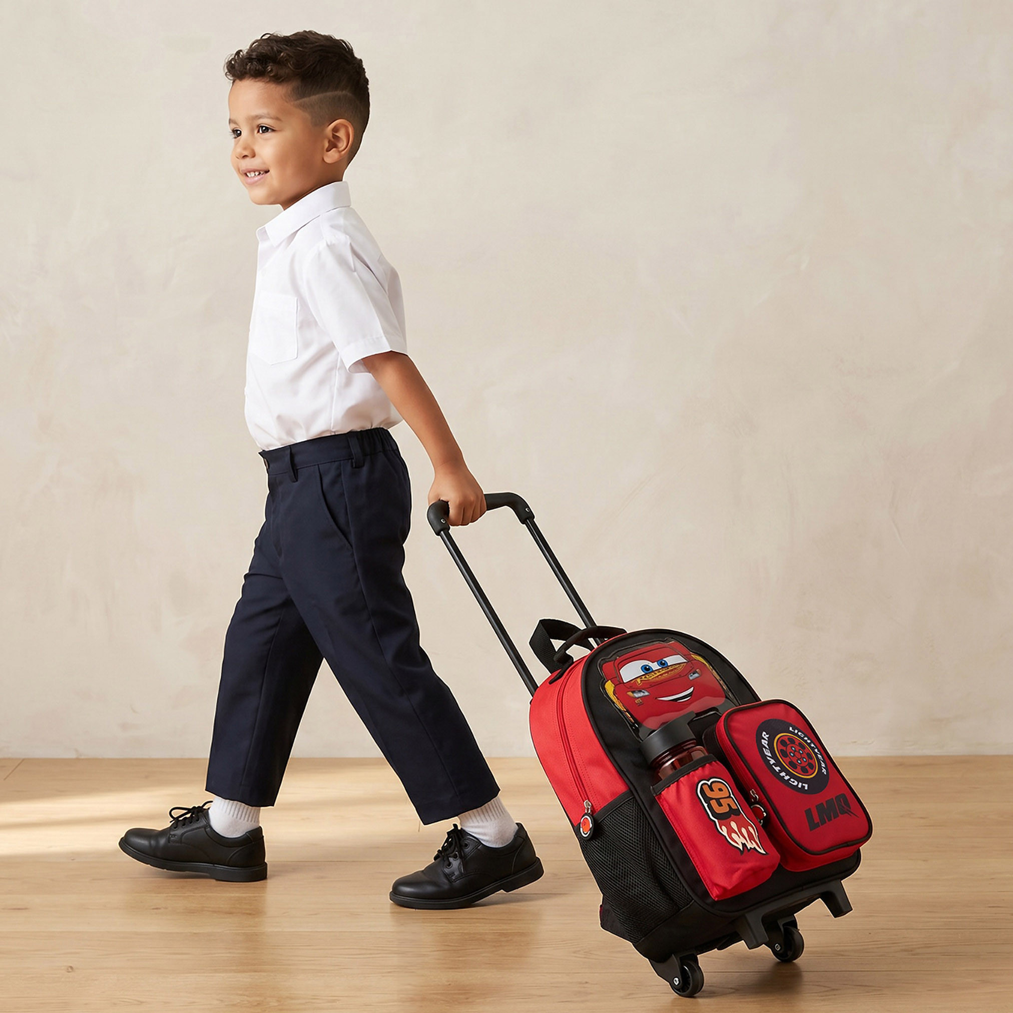 Disney Cars Print 3-Piece School Trolley Bag Set for Boys 3-5 Years with Lunch Box - 14 inches-school-bagsandbackpacks-trolleybags-image-4