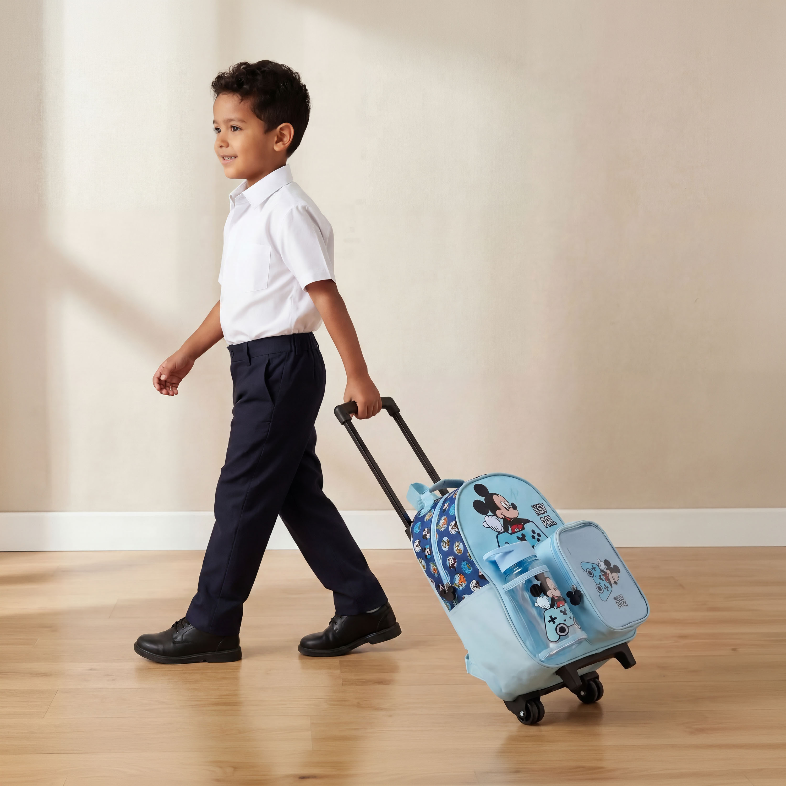 Disney Mickey Mouse 3-Piece School Trolley Bag Set for Boys 3-5 Years with Lunch Box - 14 inches-school-bagsandbackpacks-trolleybags-image-4