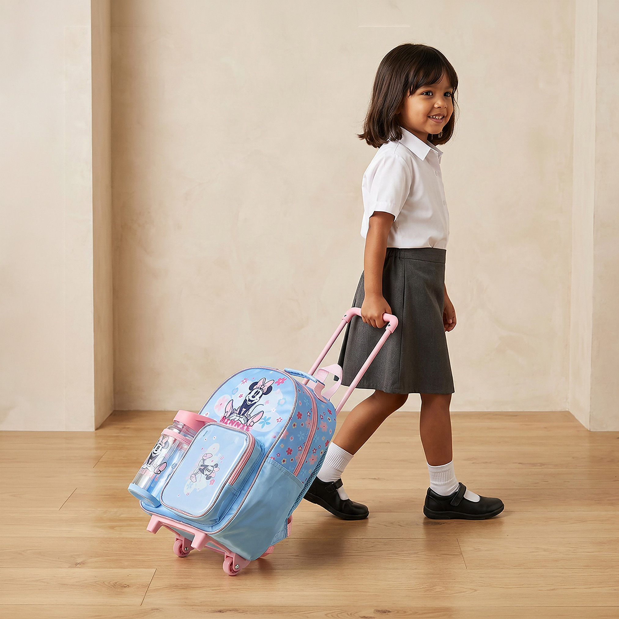 طقم شنطة ترولي مدرسية سادة للبنات من 8-12 سنة مع حقيبة غداء 3 قطع من جونيورز - 18 بوصة-school-bagsandbackpacks-trolleybags-image-3