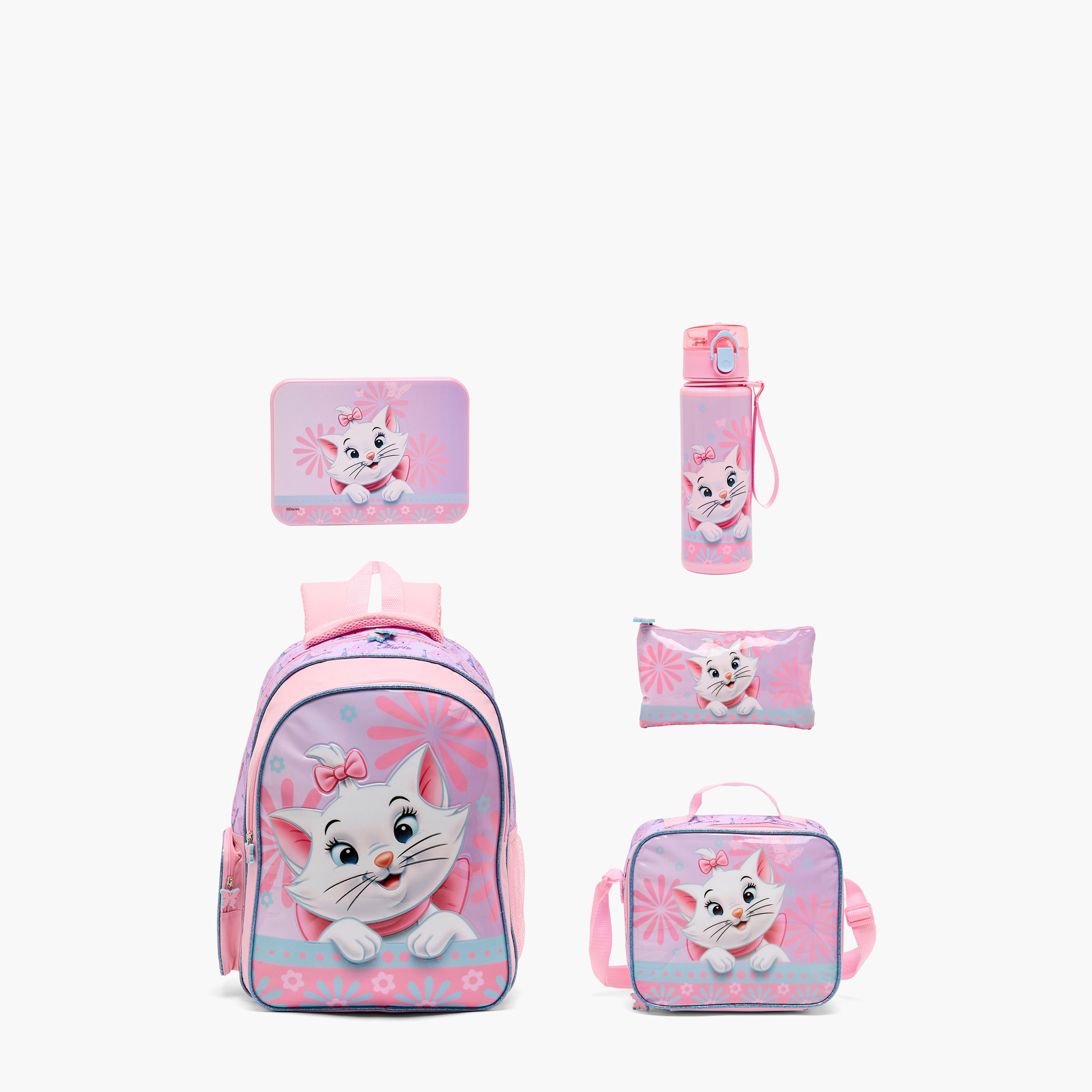 طقم شنطة مدرسية للبنات من 5-8 سنوات بطبعة ماري مع شنطة غداء من ديزني - 5 قطع - 16 بوصة-school-bagsandbackpacks-backpacks-image-1