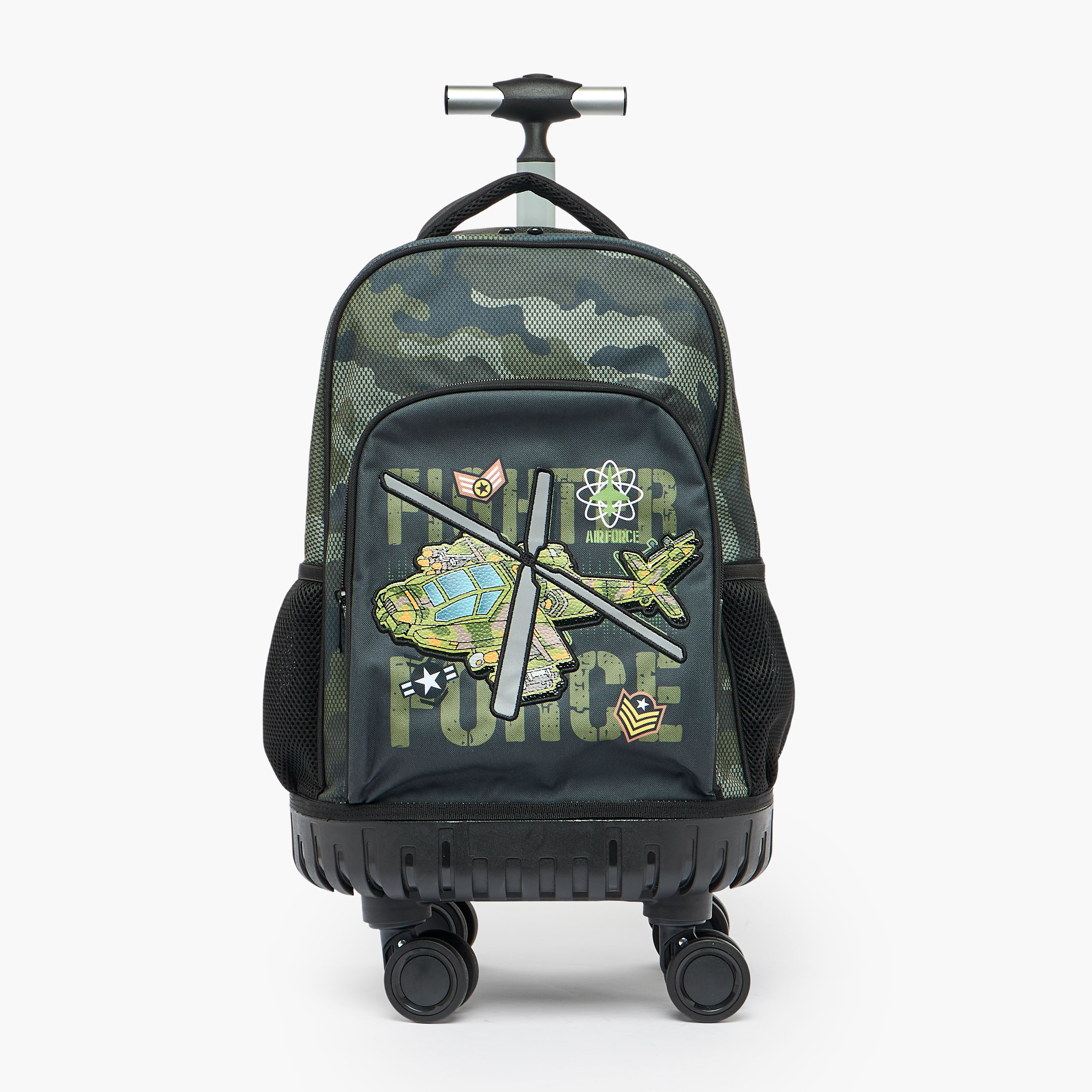 طقم شنطة مدرسية ترولي 3 قطع بتصميم طائرة مع مقلمة للأولاد من 8-12 سنة من جونيورز-school-bagsandbackpacks-trolleybags-image-4