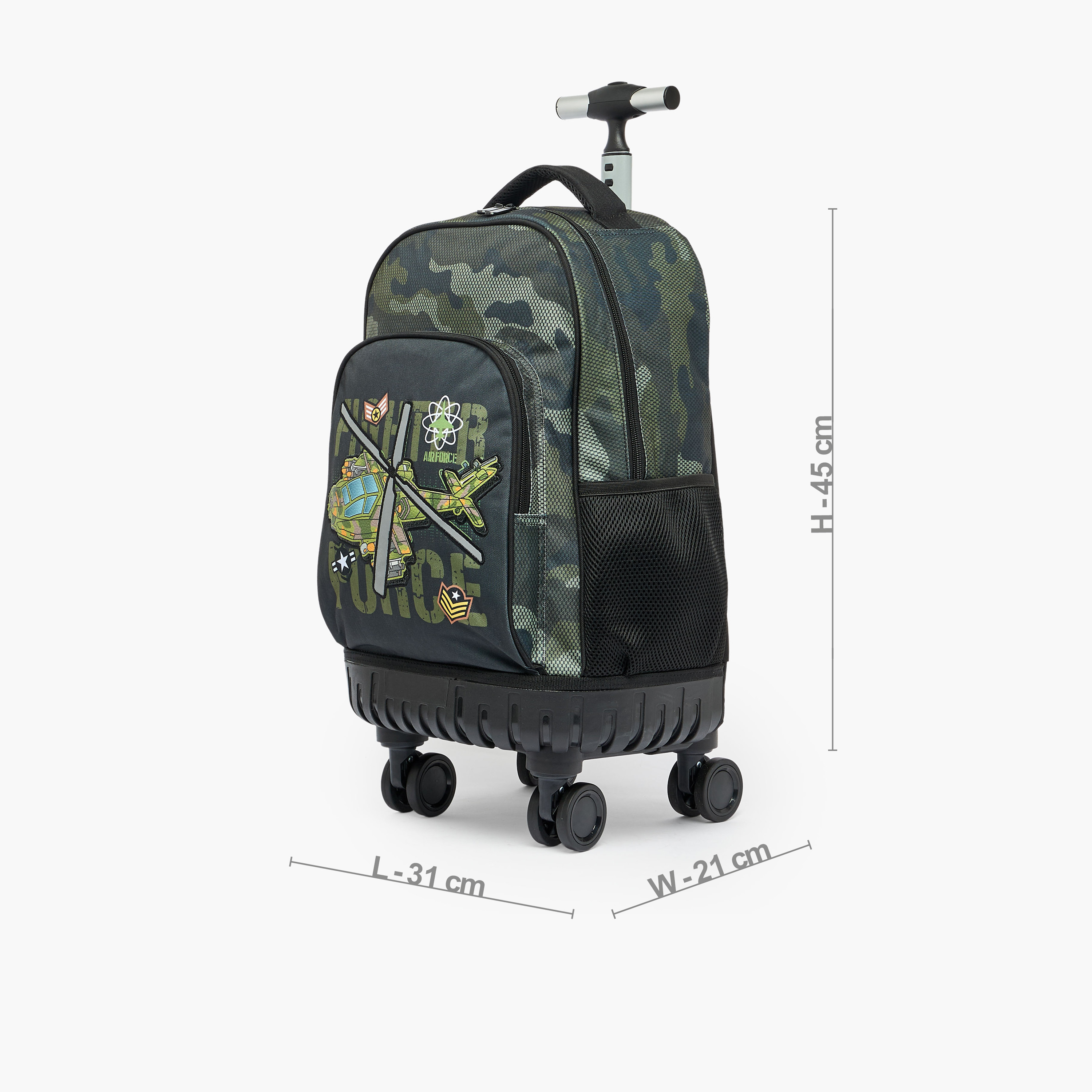 طقم شنطة مدرسية ترولي 3 قطع بتصميم طائرة مع مقلمة للأولاد من 8-12 سنة من جونيورز-school-bagsandbackpacks-trolleybags-image-10