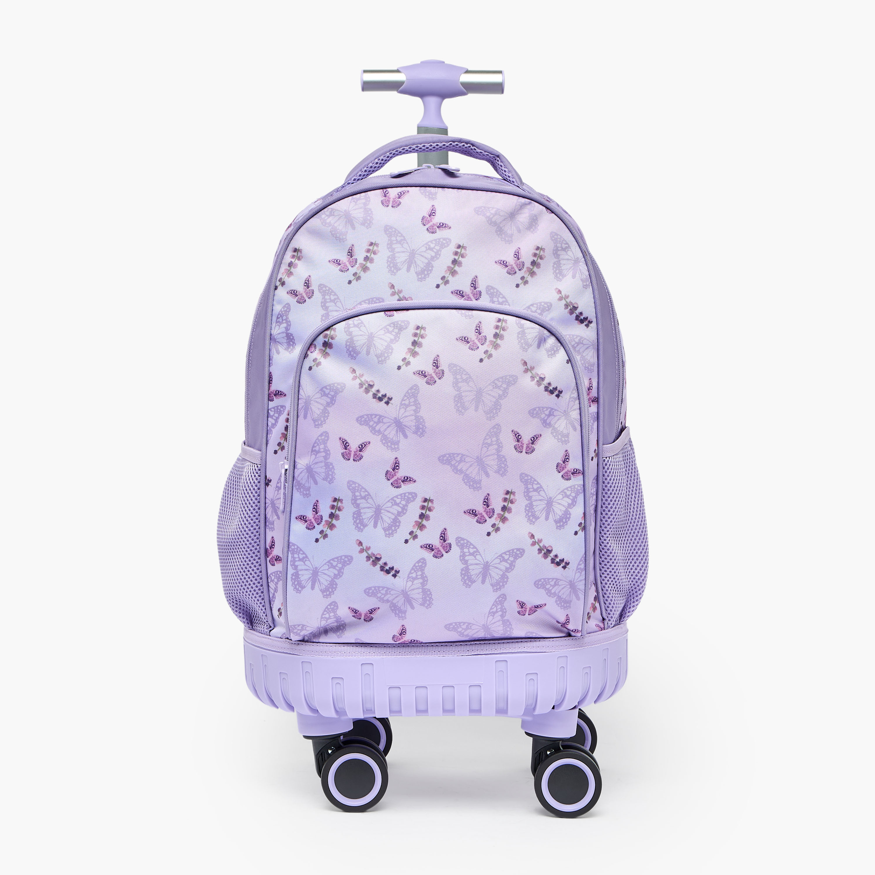 طقم شنطة ترولي بطبعة فراشة من 8-13 سنة مع شنطة غذاء للبنات - 3 قطع - 18 بوصة-school-bagsandbackpacks-trolleybags-image-5