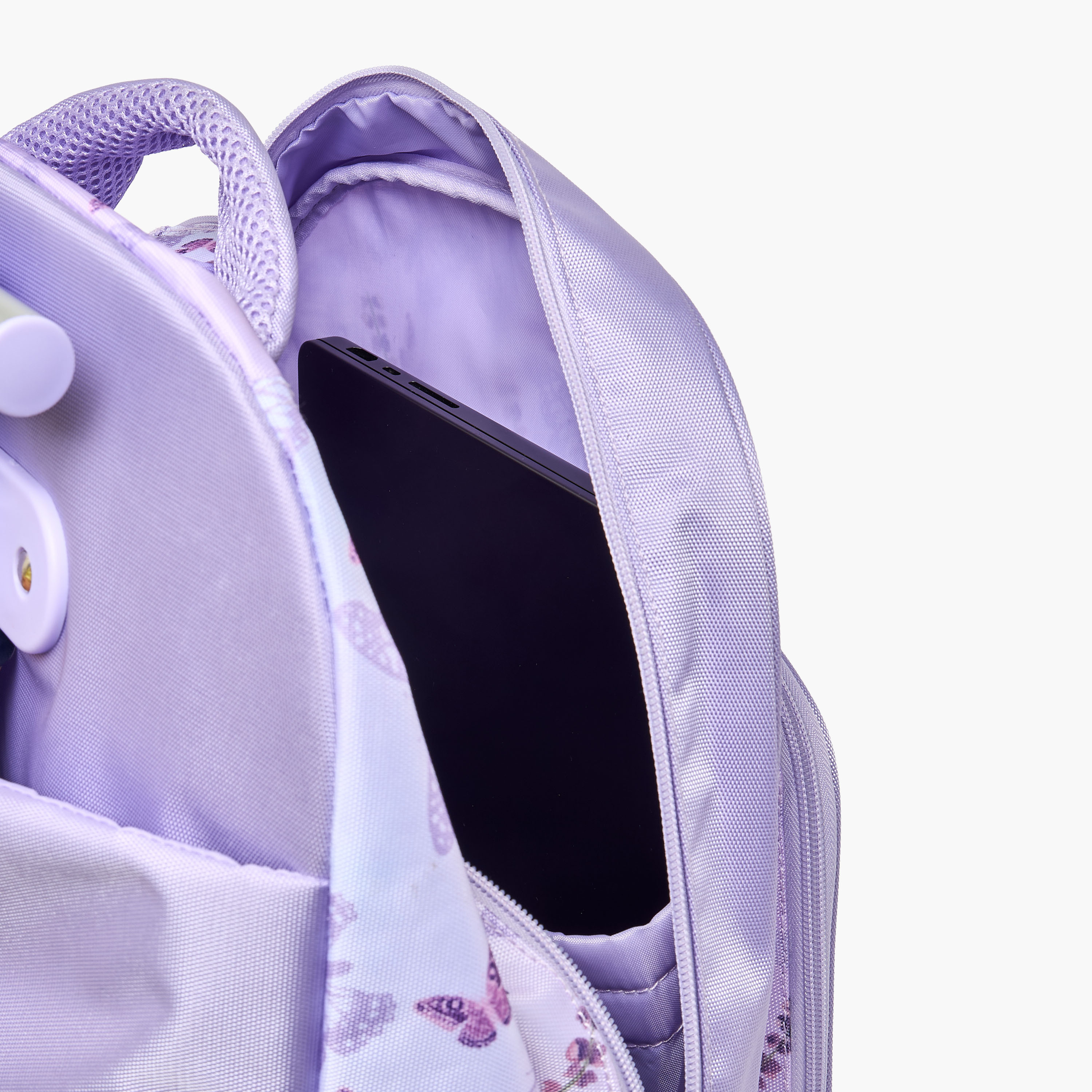 طقم شنطة ترولي بطبعة فراشة من 8-13 سنة مع شنطة غذاء للبنات - 3 قطع - 18 بوصة-school-bagsandbackpacks-trolleybags-image-8