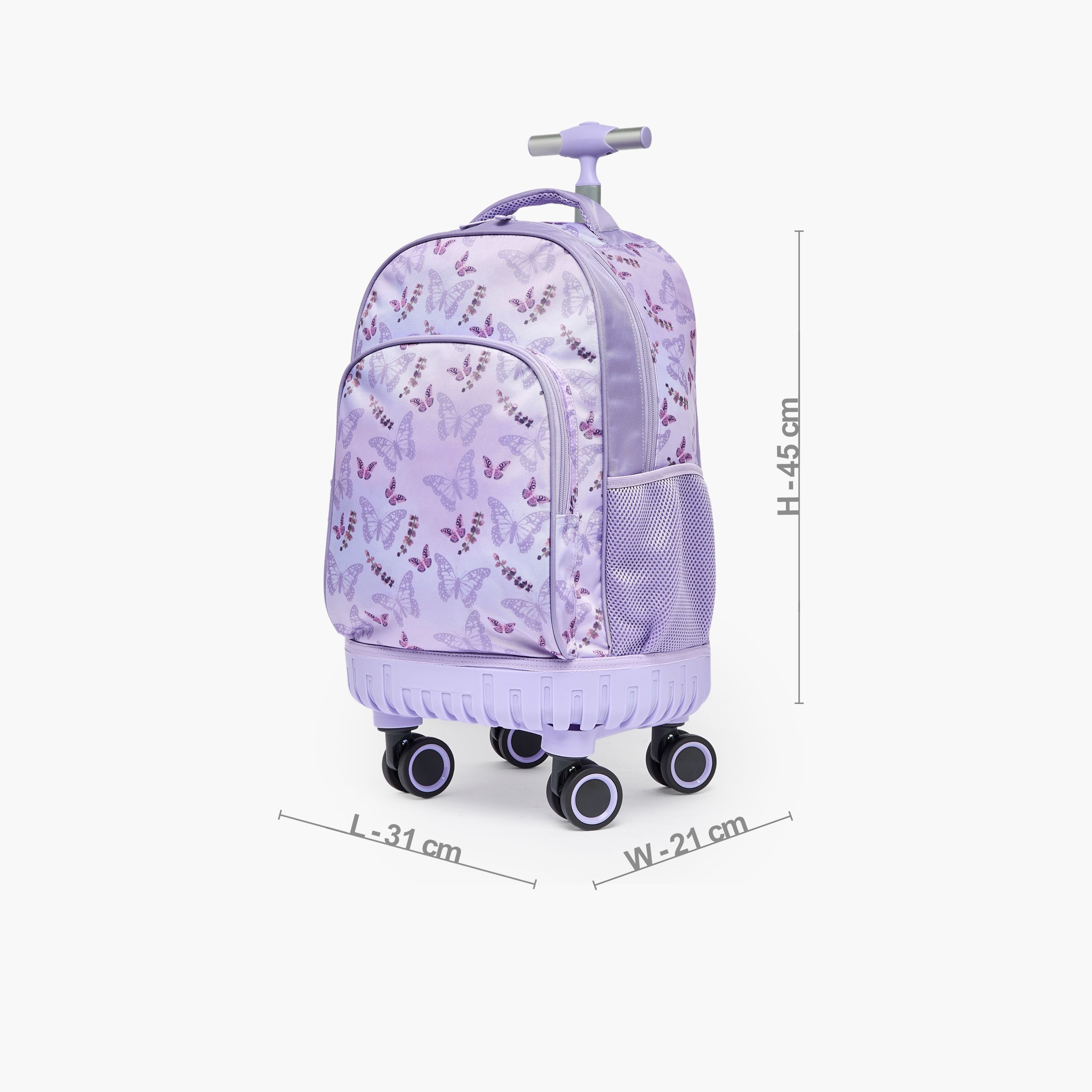 طقم شنطة ترولي بطبعة فراشة من 8-13 سنة مع شنطة غذاء للبنات - 3 قطع - 18 بوصة-school-bagsandbackpacks-trolleybags-image-9