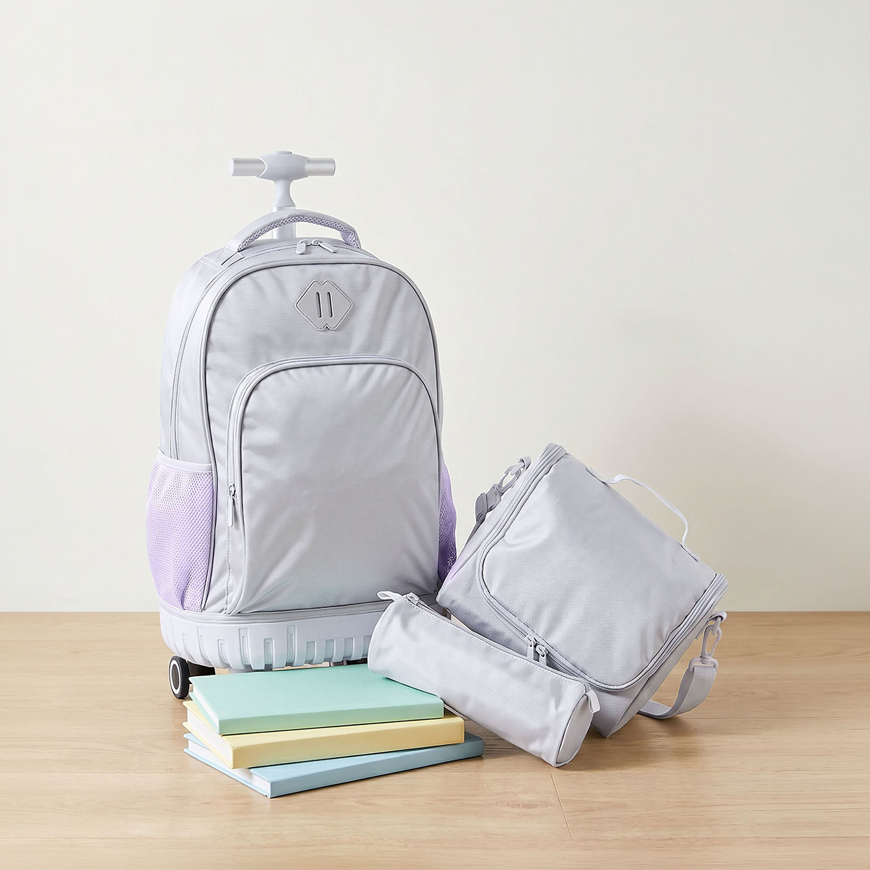 Juniors Solid 3-Piece School Trolley Bag Set for Girls 8-12 Years with Lunch Bag - 18 inches-school-bagsandbackpacks-trolleybags-image-1