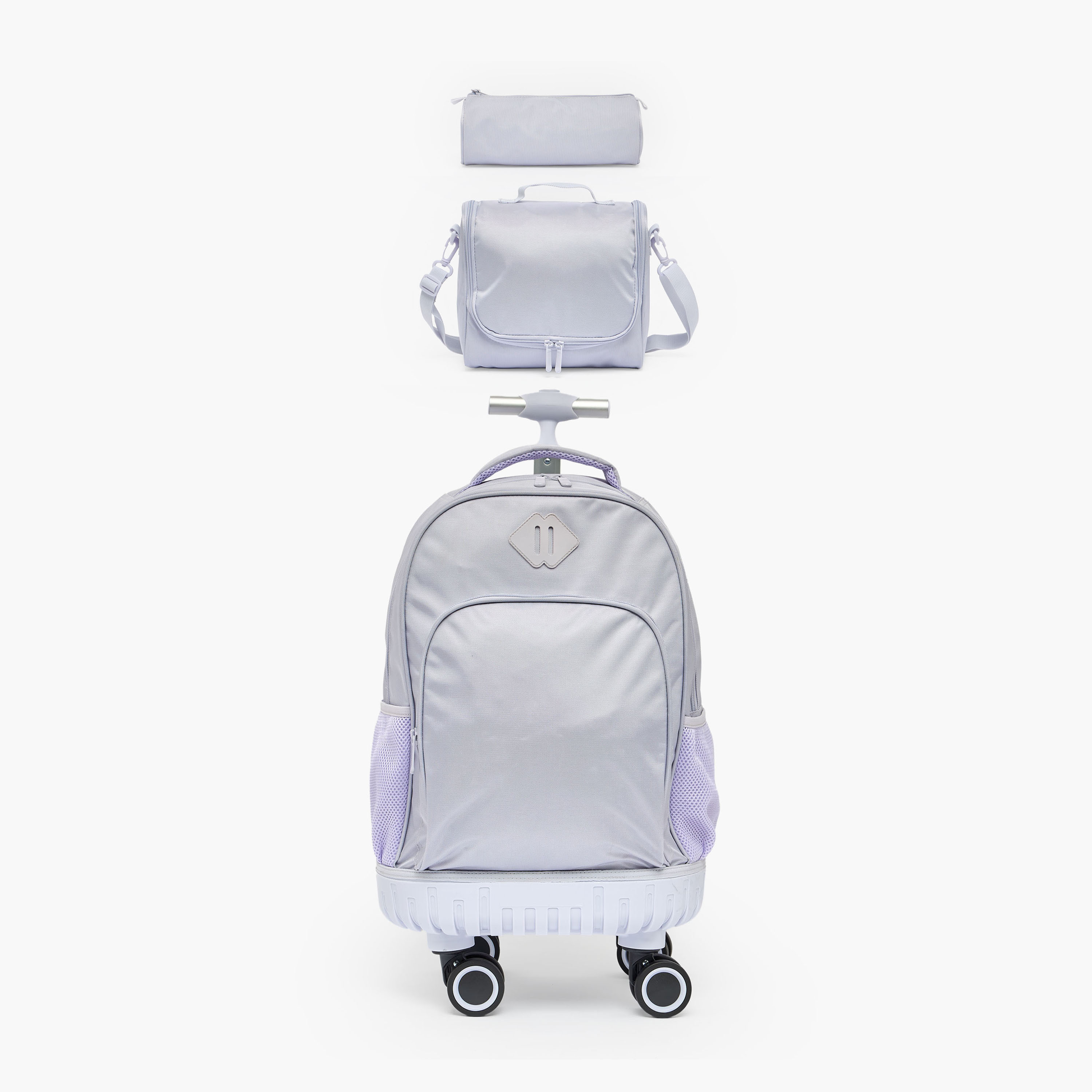 Juniors Solid 3-Piece School Trolley Bag Set for Girls 8-12 Years with Lunch Bag - 18 inches-school-bagsandbackpacks-trolleybags-image-2