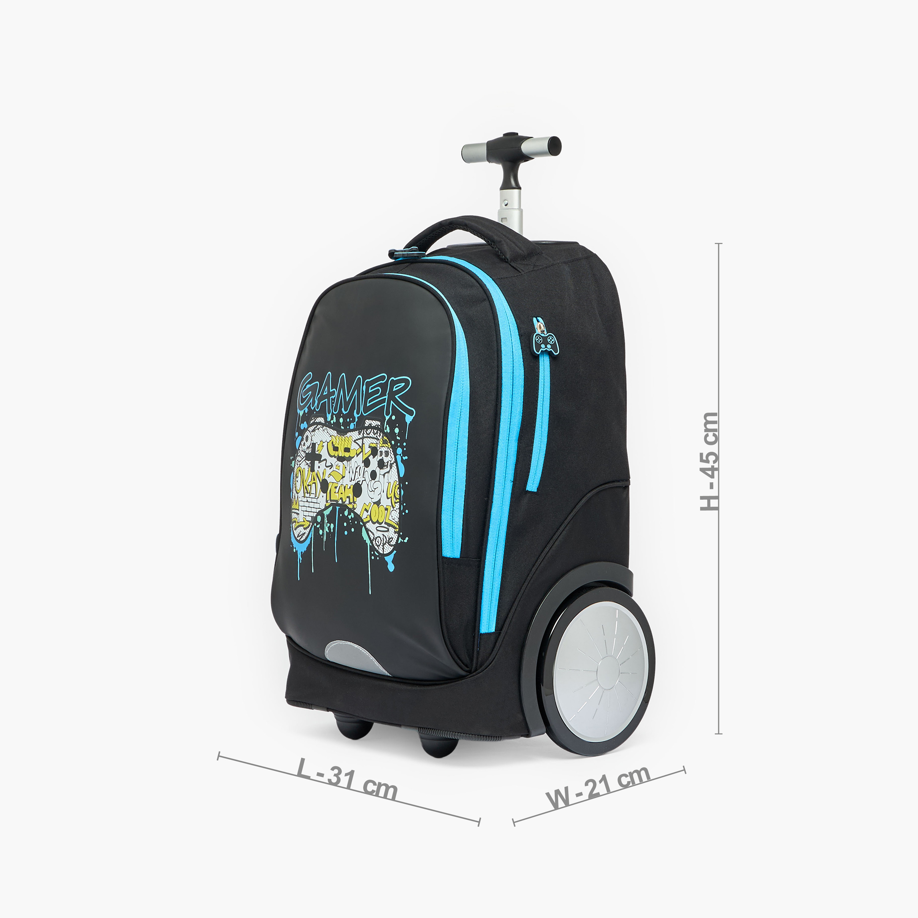 طقم شنطة ترولي بطبعة جيمر  من 8-12 سنة مع شنطة غذاء للبنات - 3 قطع - 18 بوصة-school-bagsandbackpacks-trolleybags-image-10
