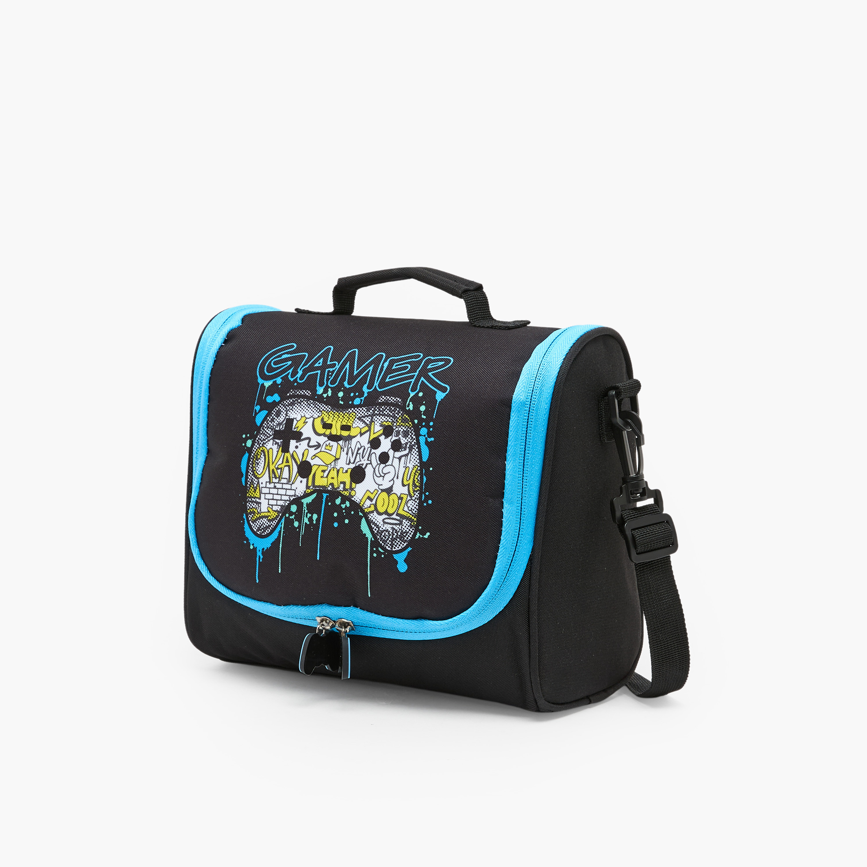 طقم شنطة ترولي بطبعة جيمر  من 8-12 سنة مع شنطة غذاء للبنات - 3 قطع - 18 بوصة-school-bagsandbackpacks-trolleybags-image-13
