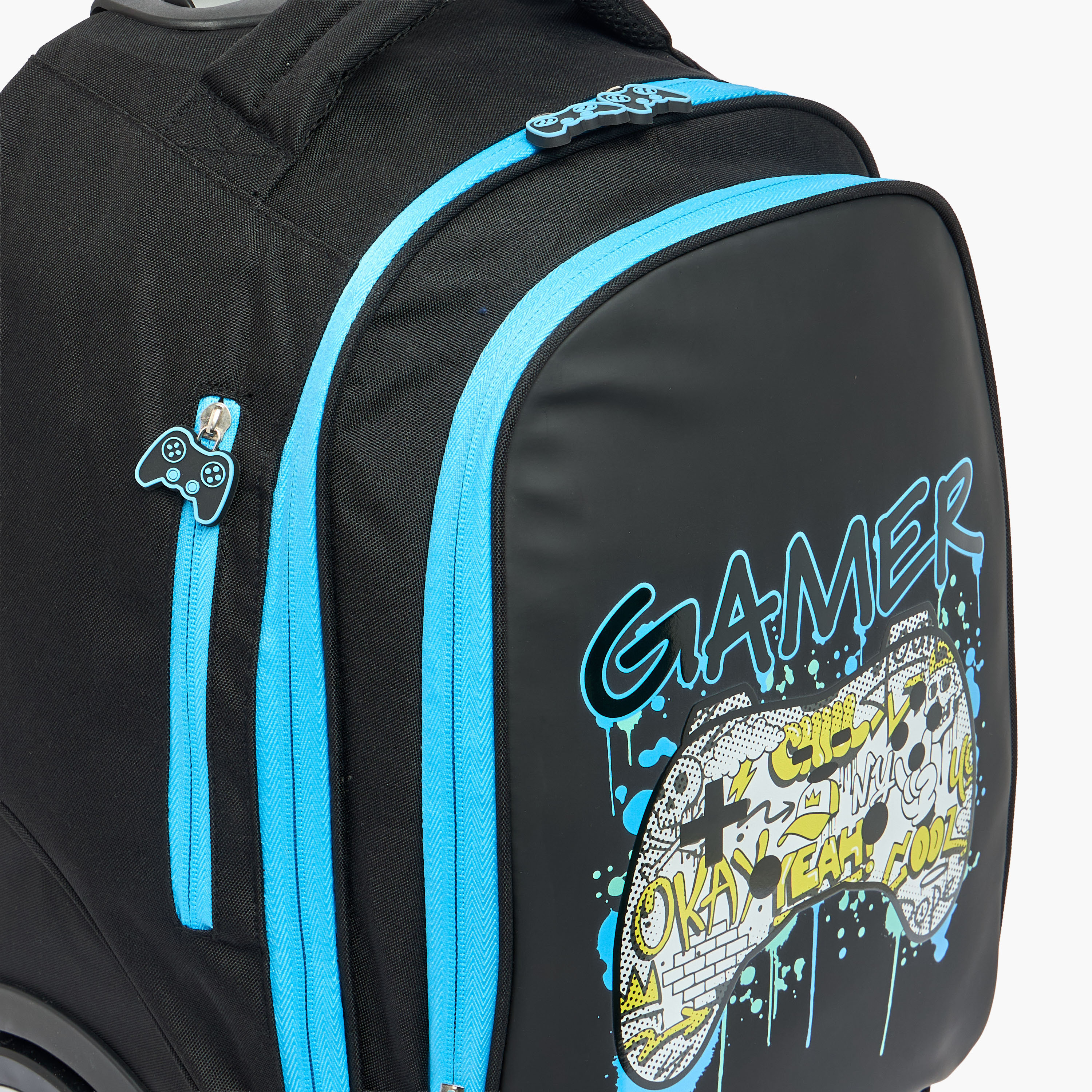 طقم شنطة ترولي بطبعة جيمر  من 8-12 سنة مع شنطة غذاء للبنات - 3 قطع - 18 بوصة-school-bagsandbackpacks-trolleybags-image-7
