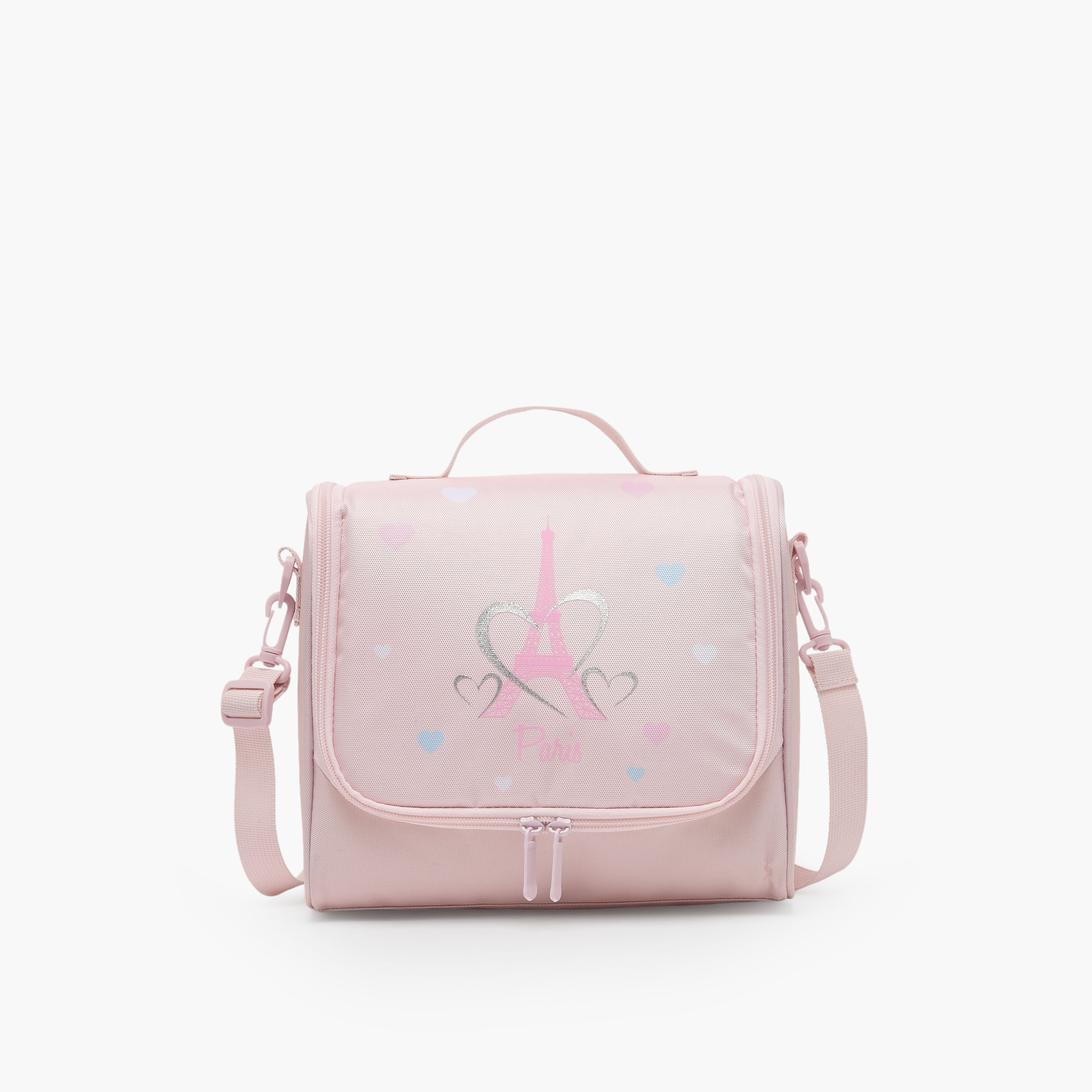 طقم شنطة ترولي بطبعة باريس من 8-12 سنة مع شنطة غذاء للبنات - 3 قطع - 18 بوصة-school-bagsandbackpacks-trolleybags-image-13