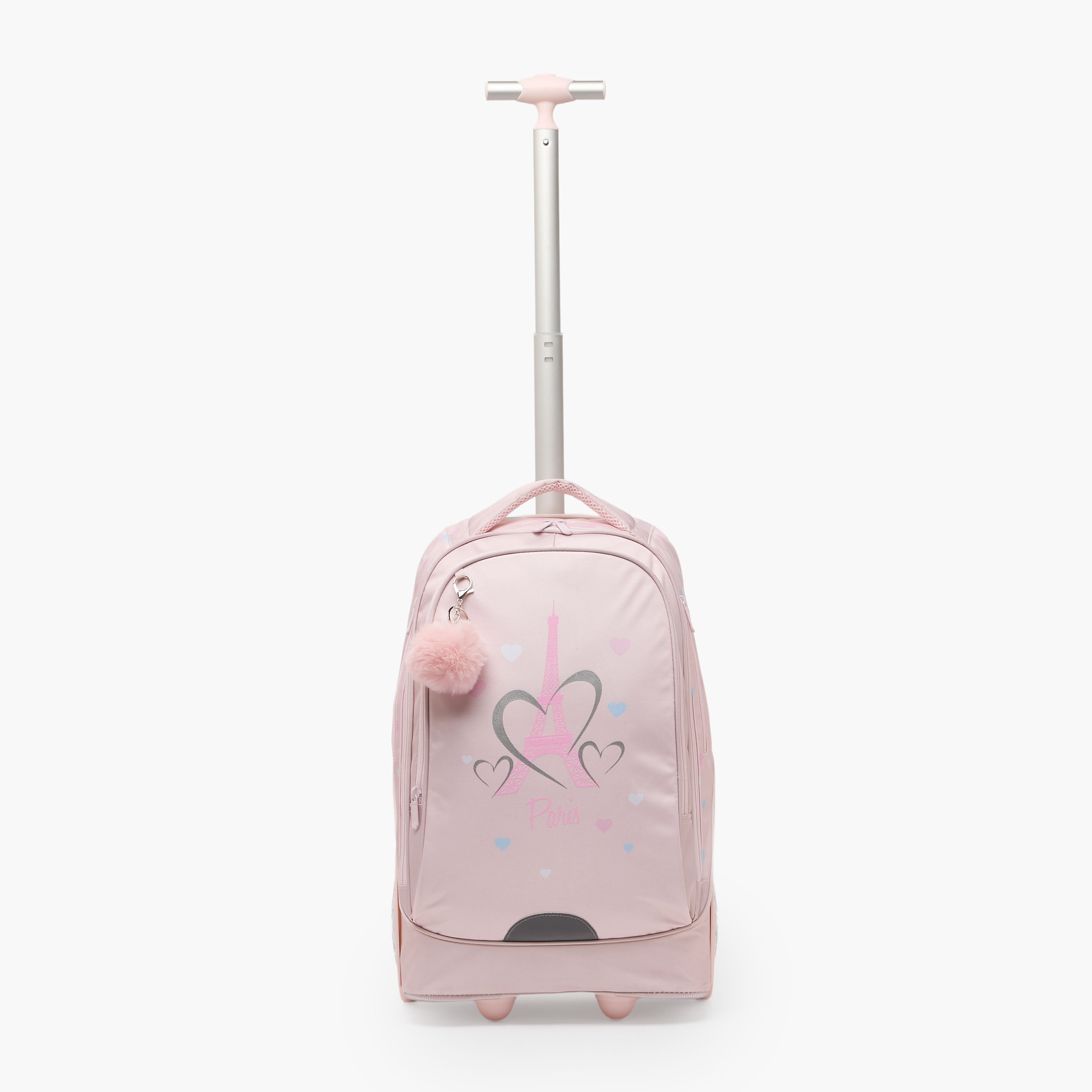 طقم شنطة ترولي بطبعة باريس من 8-12 سنة مع شنطة غذاء للبنات - 3 قطع - 18 بوصة-school-bagsandbackpacks-trolleybags-image-5