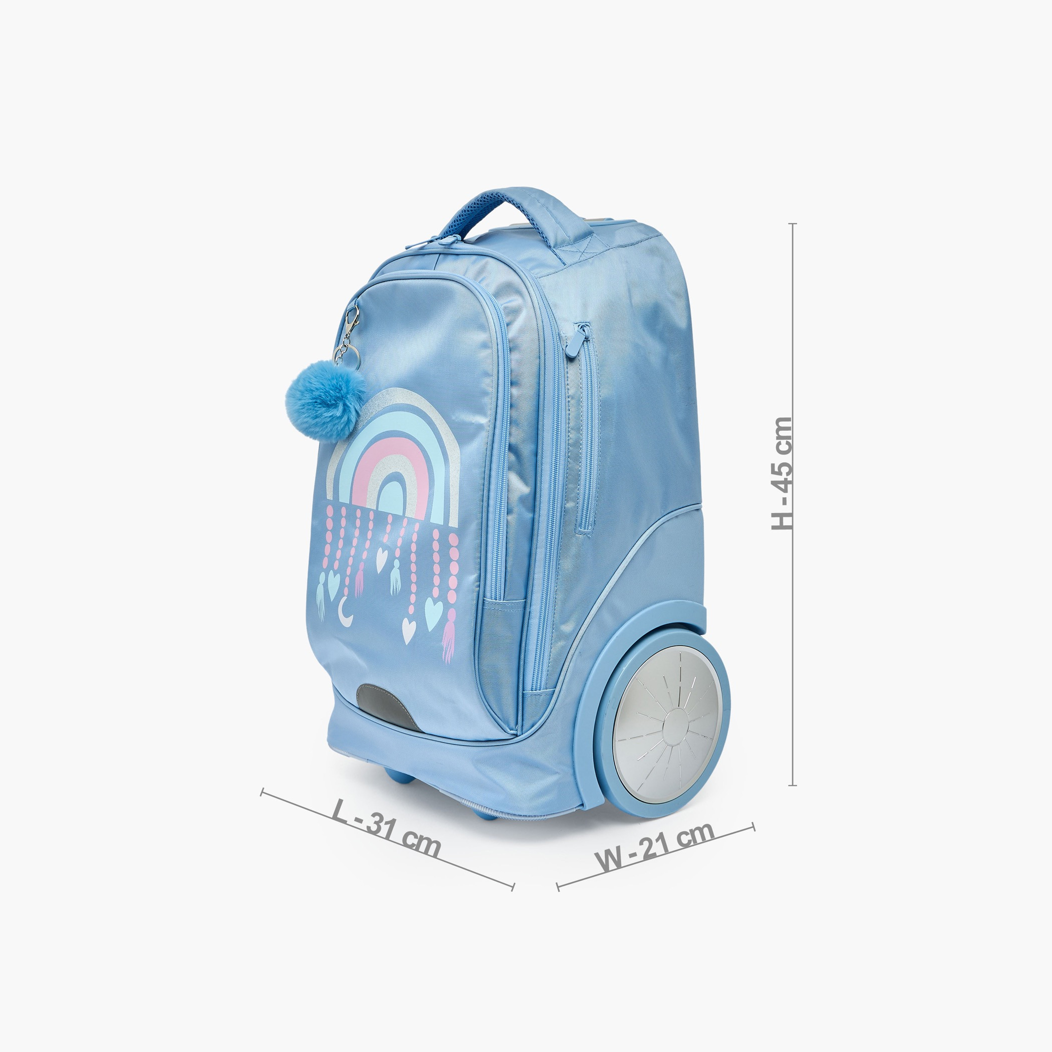 طقم شنطة ترولي بطبعة قوس قزح من 8-12 سنة مع شنطة غذاء للبنات - 3 قطع - 18 بوصة-school-bagsandbackpacks-trolleybags-image-11