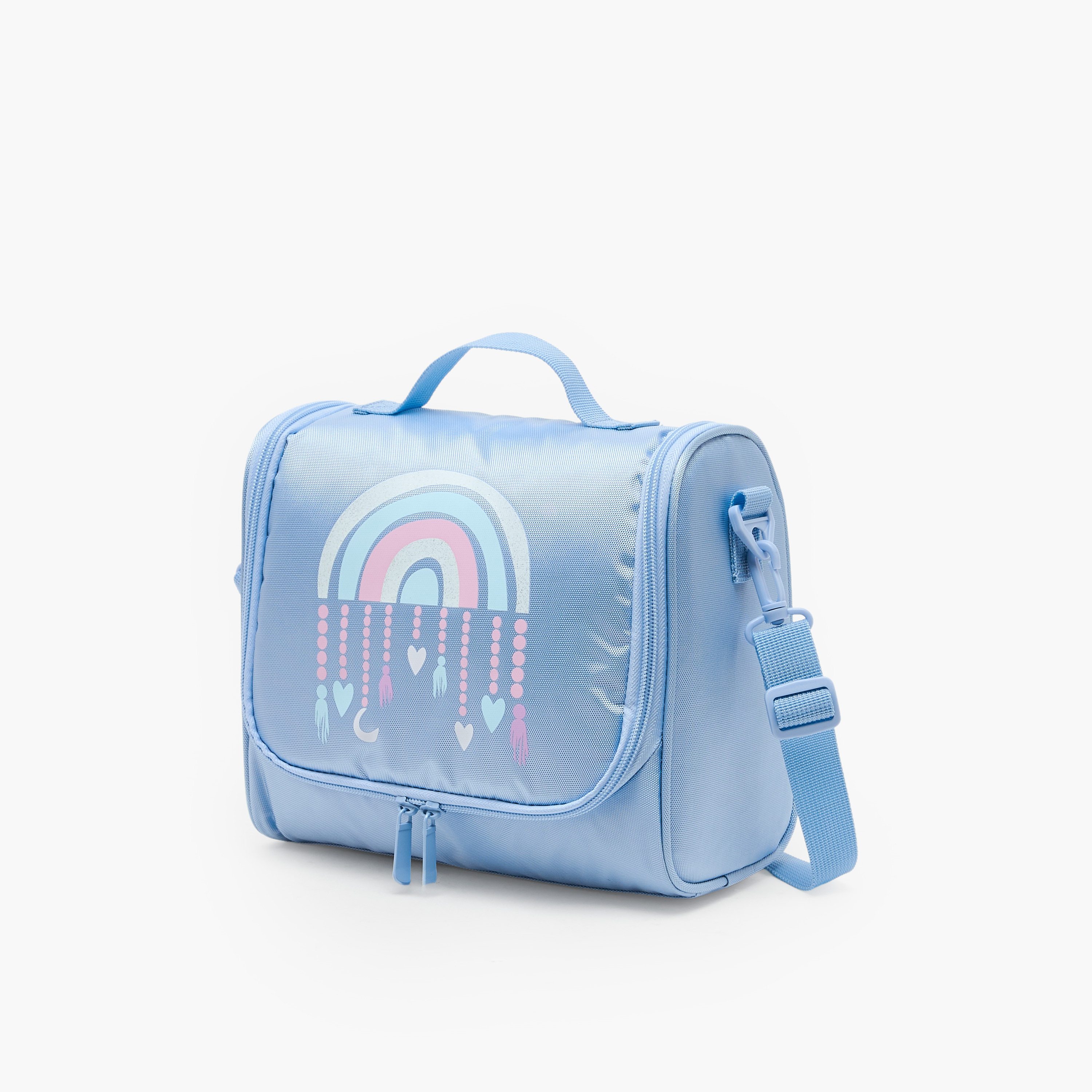 طقم شنطة ترولي بطبعة قوس قزح من 8-12 سنة مع شنطة غذاء للبنات - 3 قطع - 18 بوصة-school-bagsandbackpacks-trolleybags-image-16