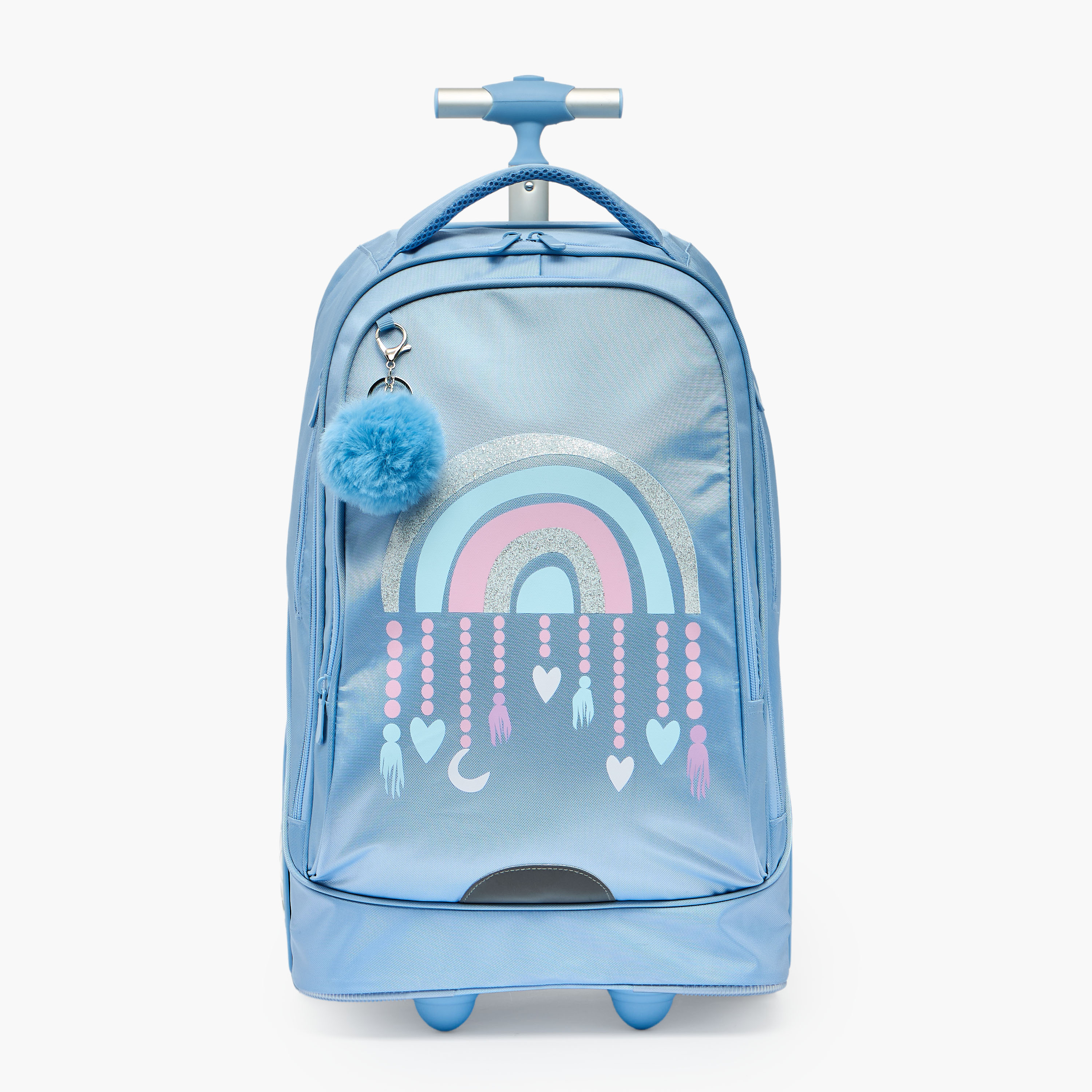طقم شنطة ترولي بطبعة قوس قزح من 8-12 سنة مع شنطة غذاء للبنات - 3 قطع - 18 بوصة-school-bagsandbackpacks-trolleybags-image-5