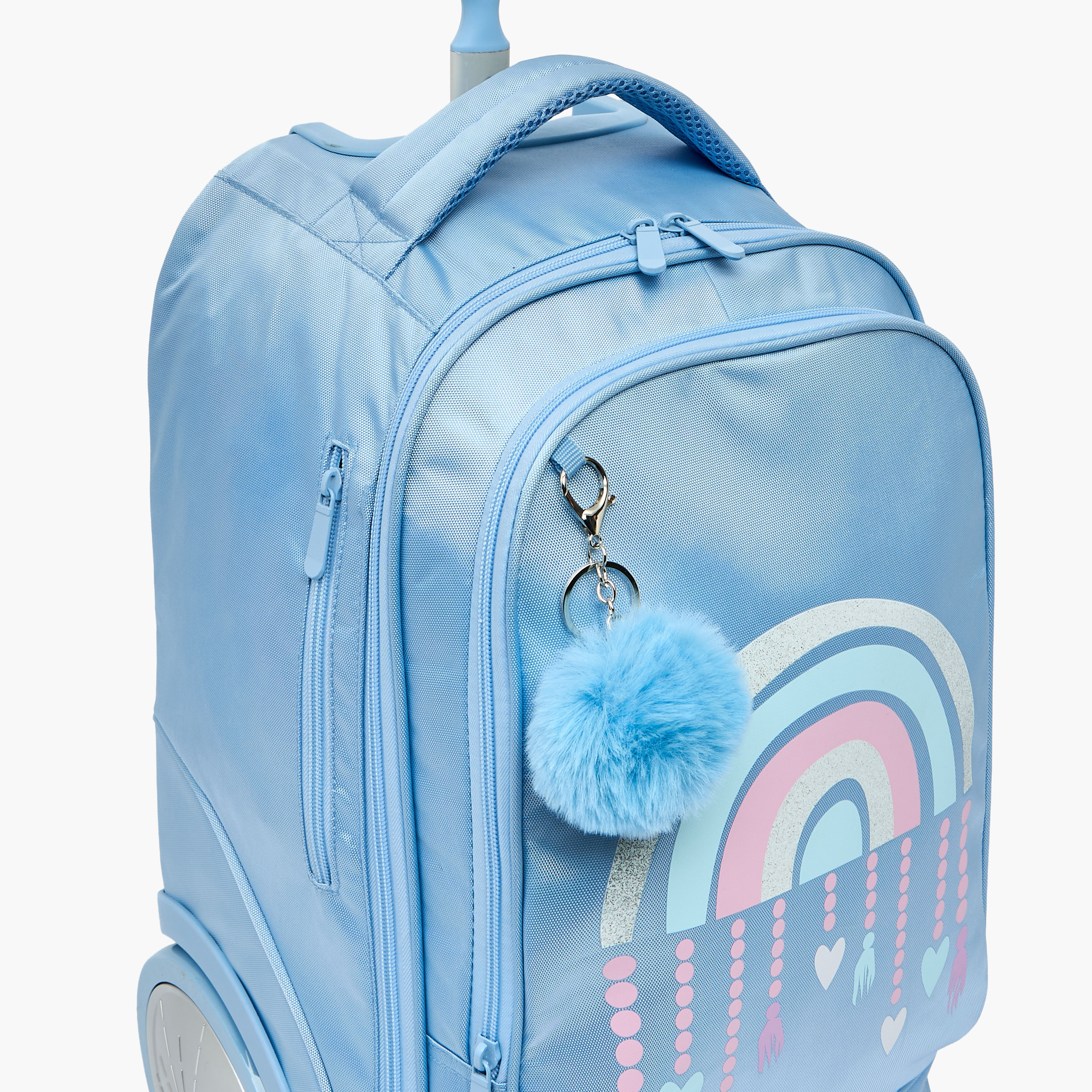 طقم شنطة ترولي بطبعة قوس قزح من 8-12 سنة مع شنطة غذاء للبنات - 3 قطع - 18 بوصة-school-bagsandbackpacks-trolleybags-image-8