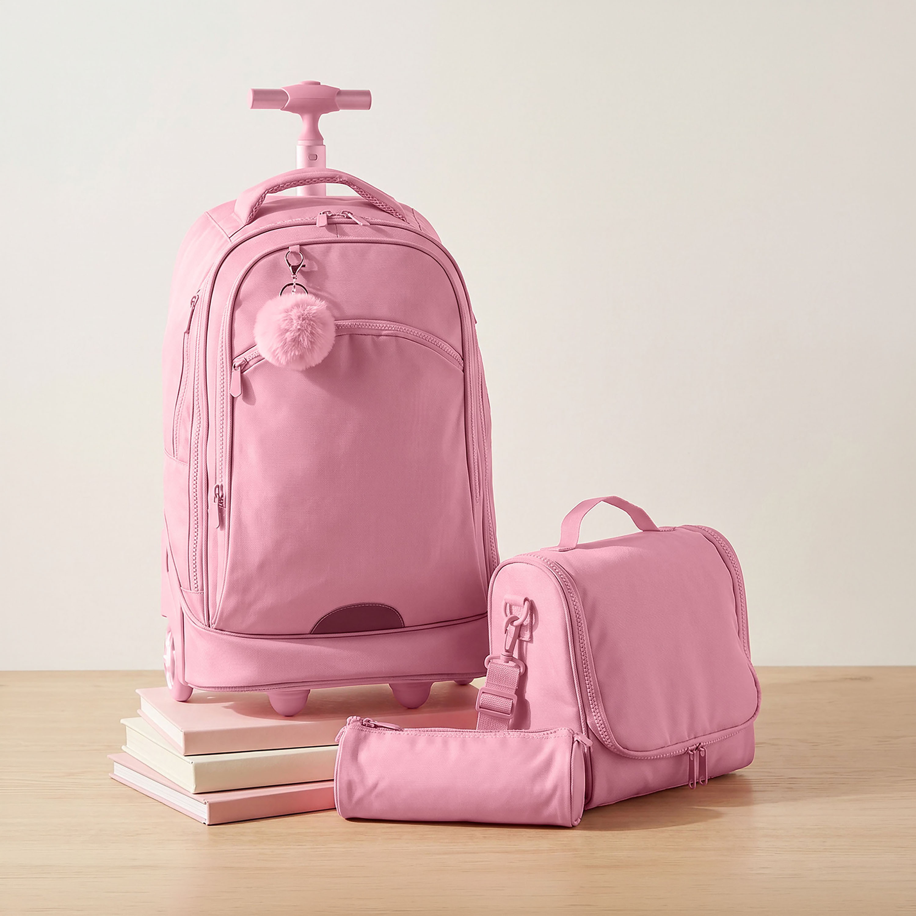 Juniors Solid 3-Piece School Trolley Bag Set for Girls 8-12 Years with  Lunch Bag - 18 inches-school-bagsandbackpacks-trolleybags-image-1