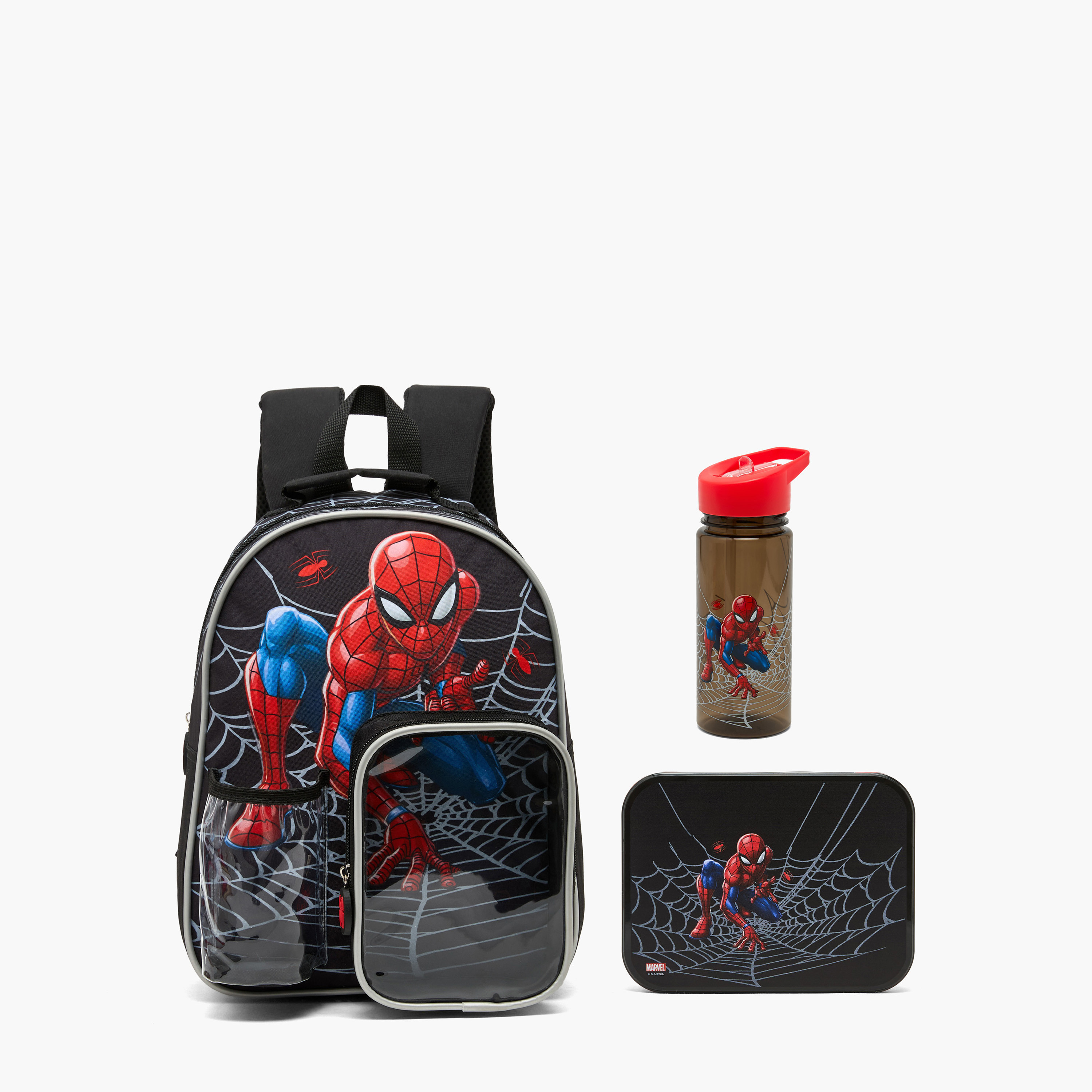 Spider-Man Print 3-Piece School Backpack Set for Boys 3-5 Years with Lunch Box - 14 inches-school-bagsandbackpacks-backpacks-image-1