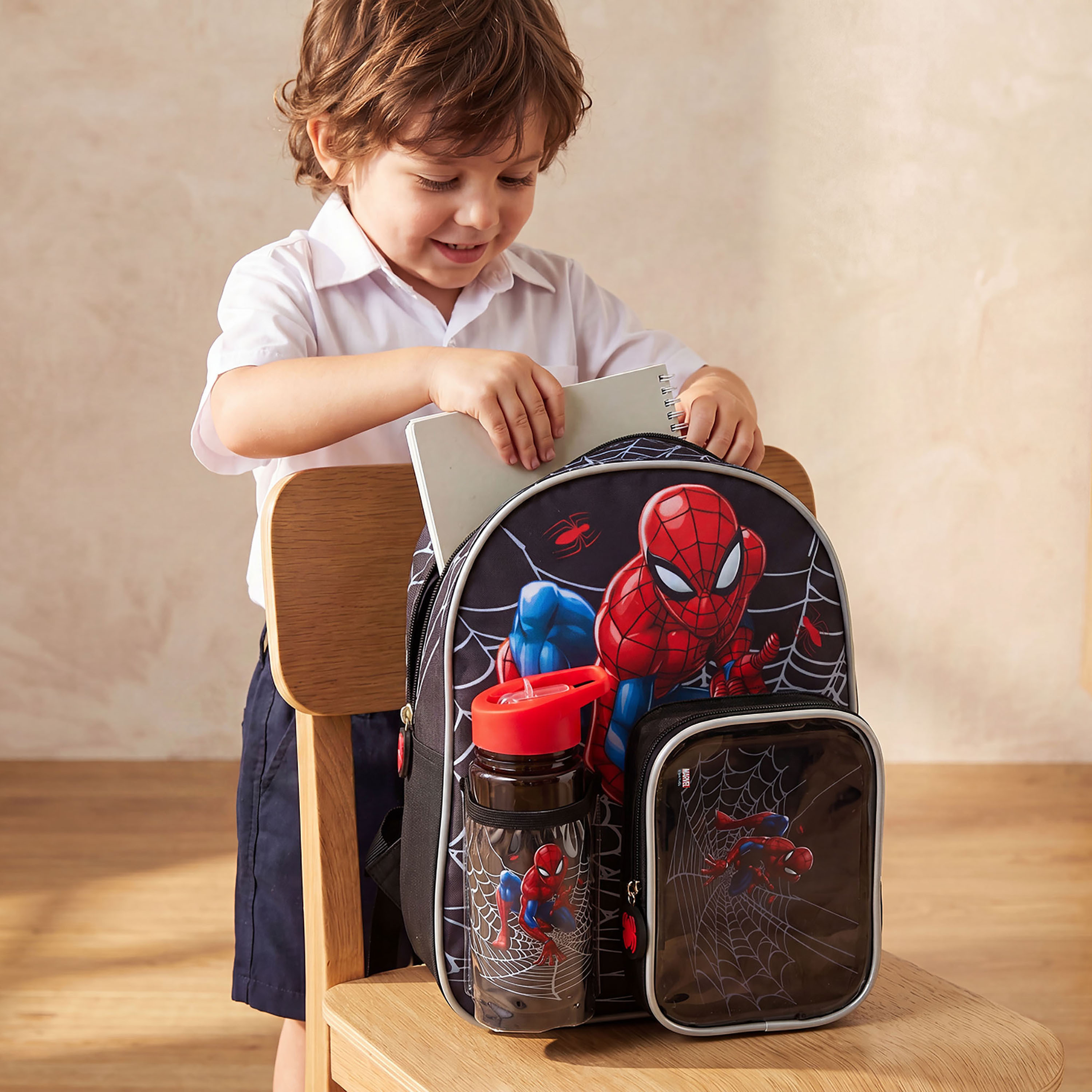 Spider-Man Print 3-Piece School Backpack Set for Boys 3-5 Years with Lunch Box - 14 inches-school-bagsandbackpacks-backpacks-image-3