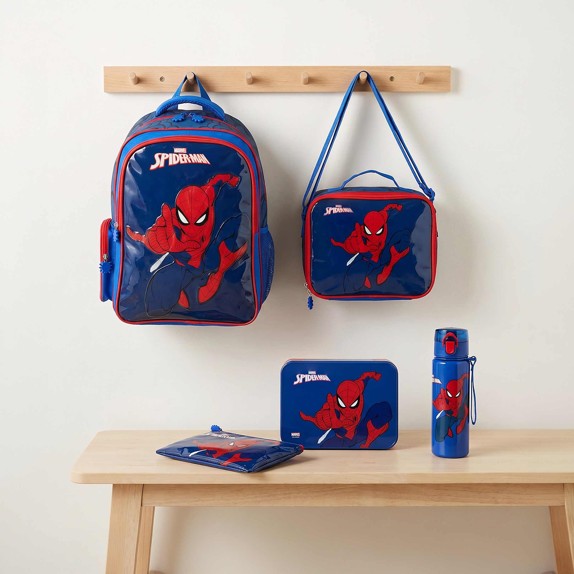 Spider-Man 5-Piece School Backpack Set for Boys 5-8 Years with Pencil Pouch and Bottle - 16 inches-school-bagsandbackpacks-backpacks-image-1