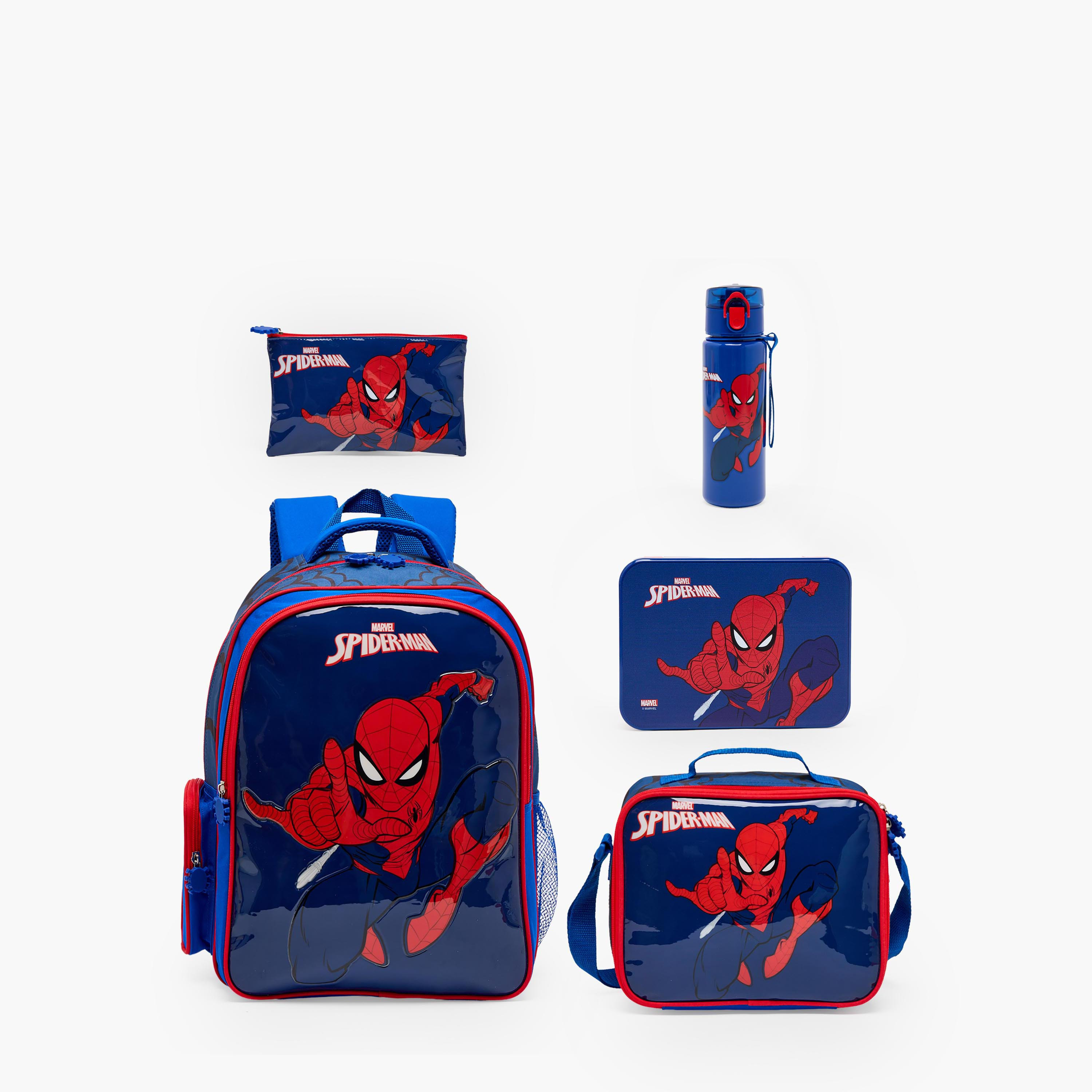 Spider-Man 5-Piece School Backpack Set for Boys 5-8 Years with Pencil Pouch and Bottle - 16 inches-school-bagsandbackpacks-backpacks-image-2