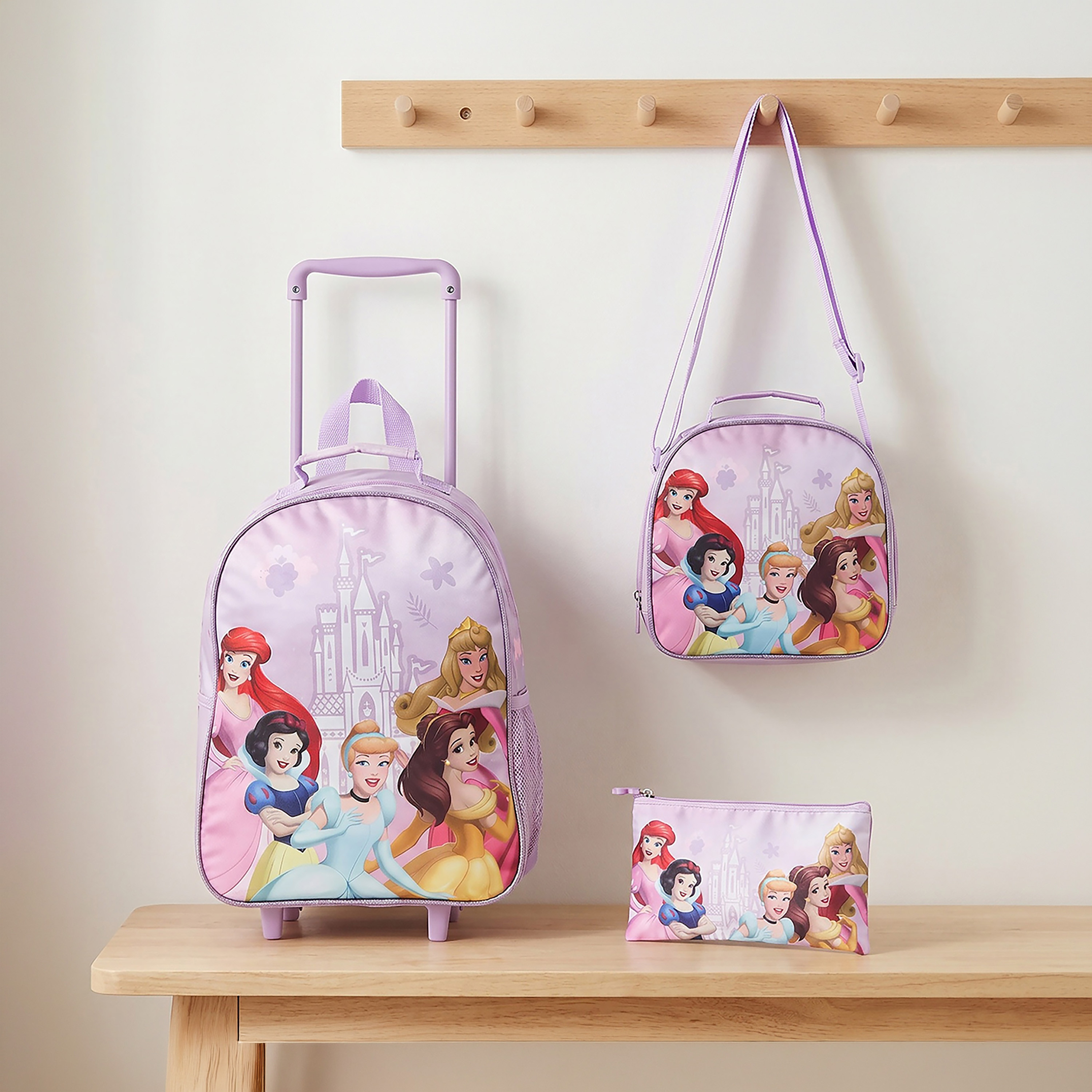 Disney Princess 3-Piece School Trolley Bag Set for Girls 3-5 Years with  Lunch Bag - 14 inches-school-bagsandbackpacks-trolleybags-image-1