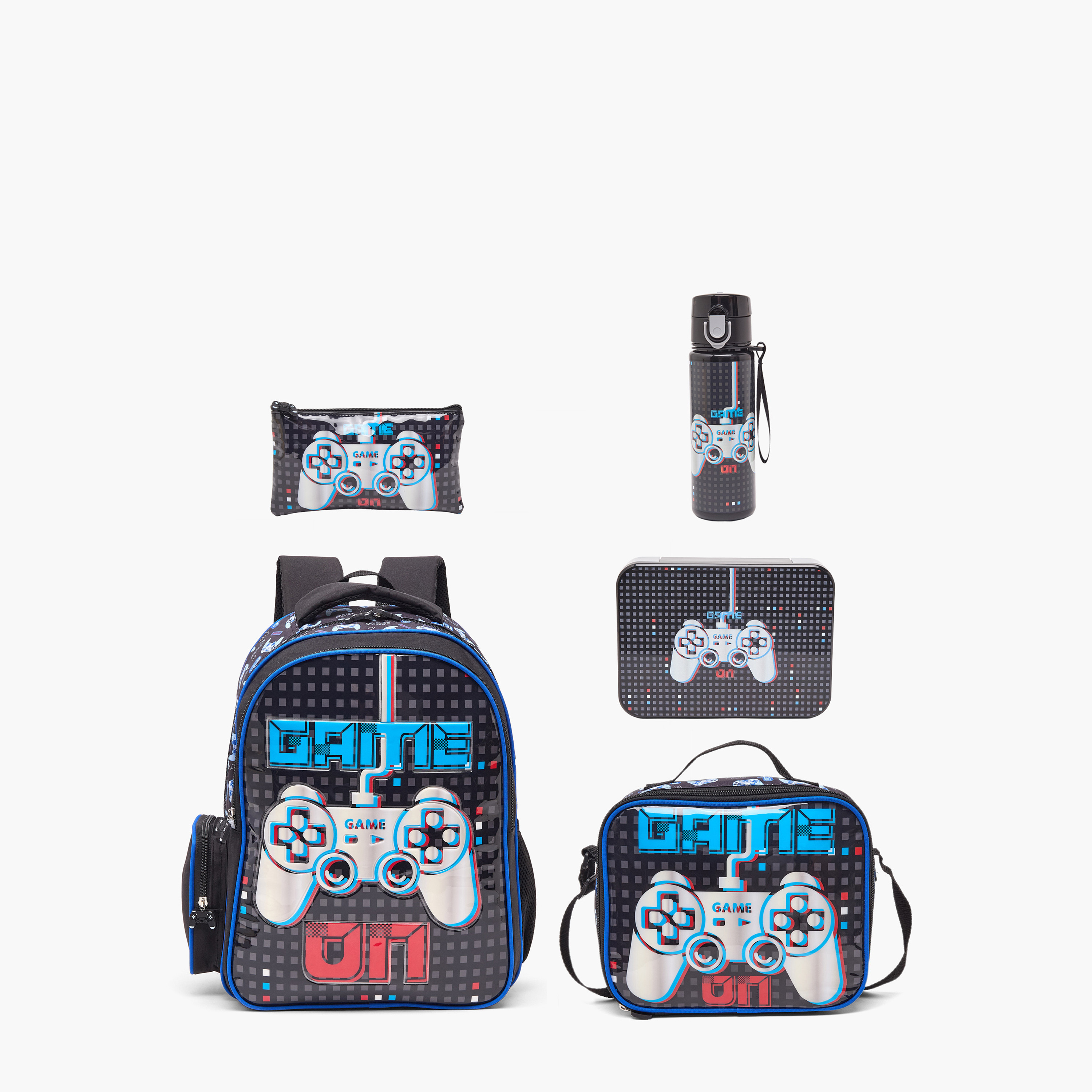 Juniors Gamer 5-Piece School Backpack Set for Boys 5-8 Years with Lunch Box and Bottle - 16 inches-school-bagsandbackpacks-backpacks-image-2