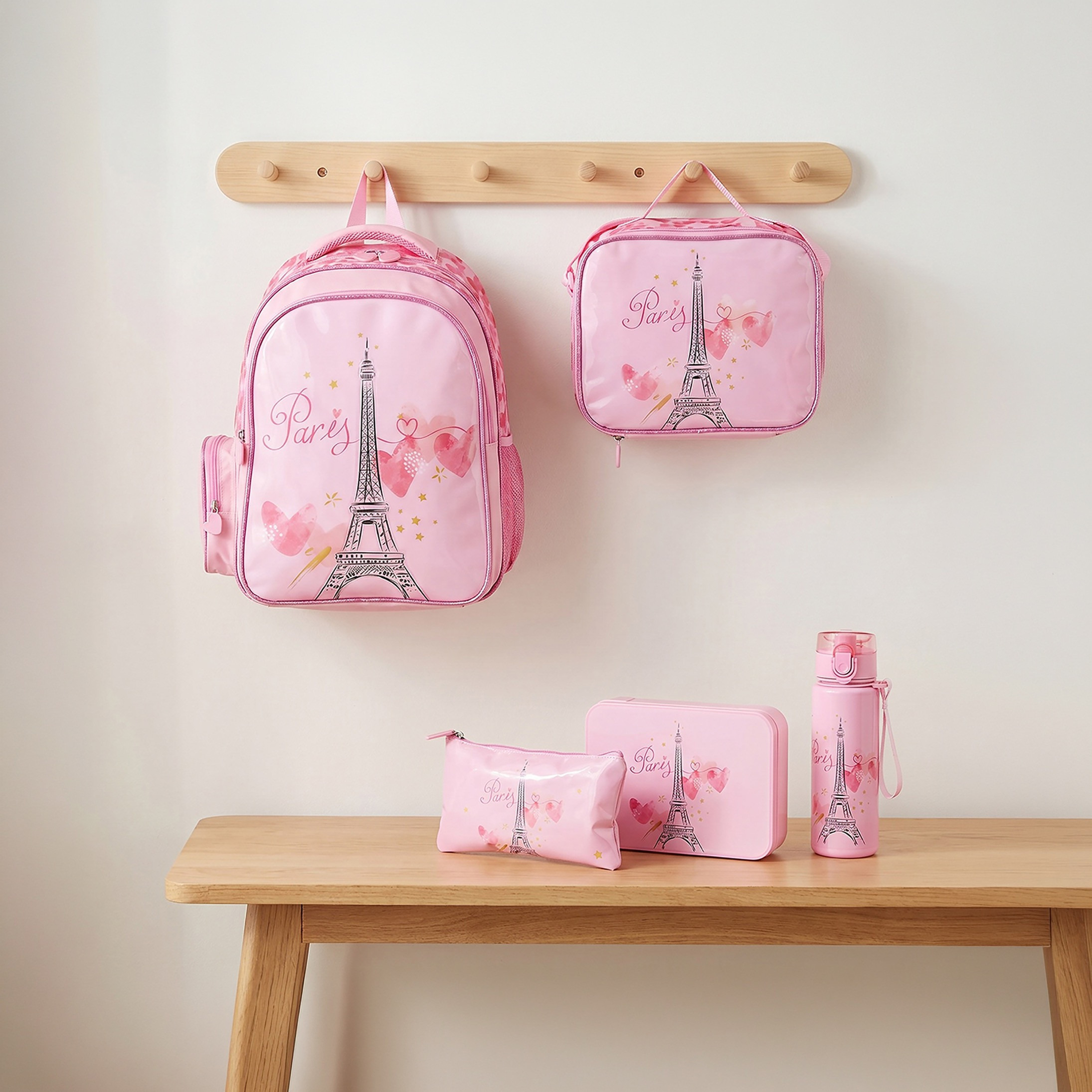 Juniors Printed 5-Piece School Backpack Set for Girls 5-8 Years with Lunch Bag - 16 inches-school-bagsandbackpacks-backpacks-image-1
