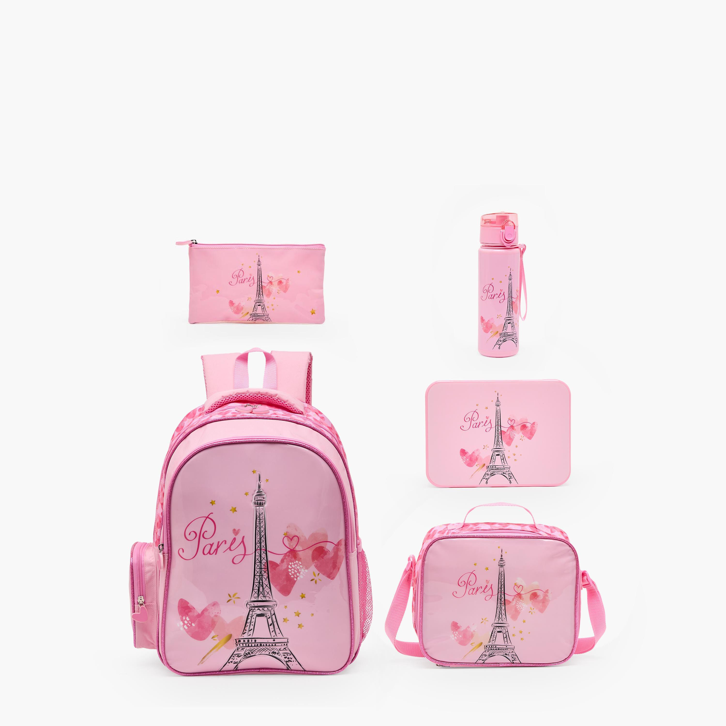 Juniors Printed 5-Piece School Backpack Set for Girls 5-8 Years with Lunch Bag - 16 inches-school-bagsandbackpacks-backpacks-image-2