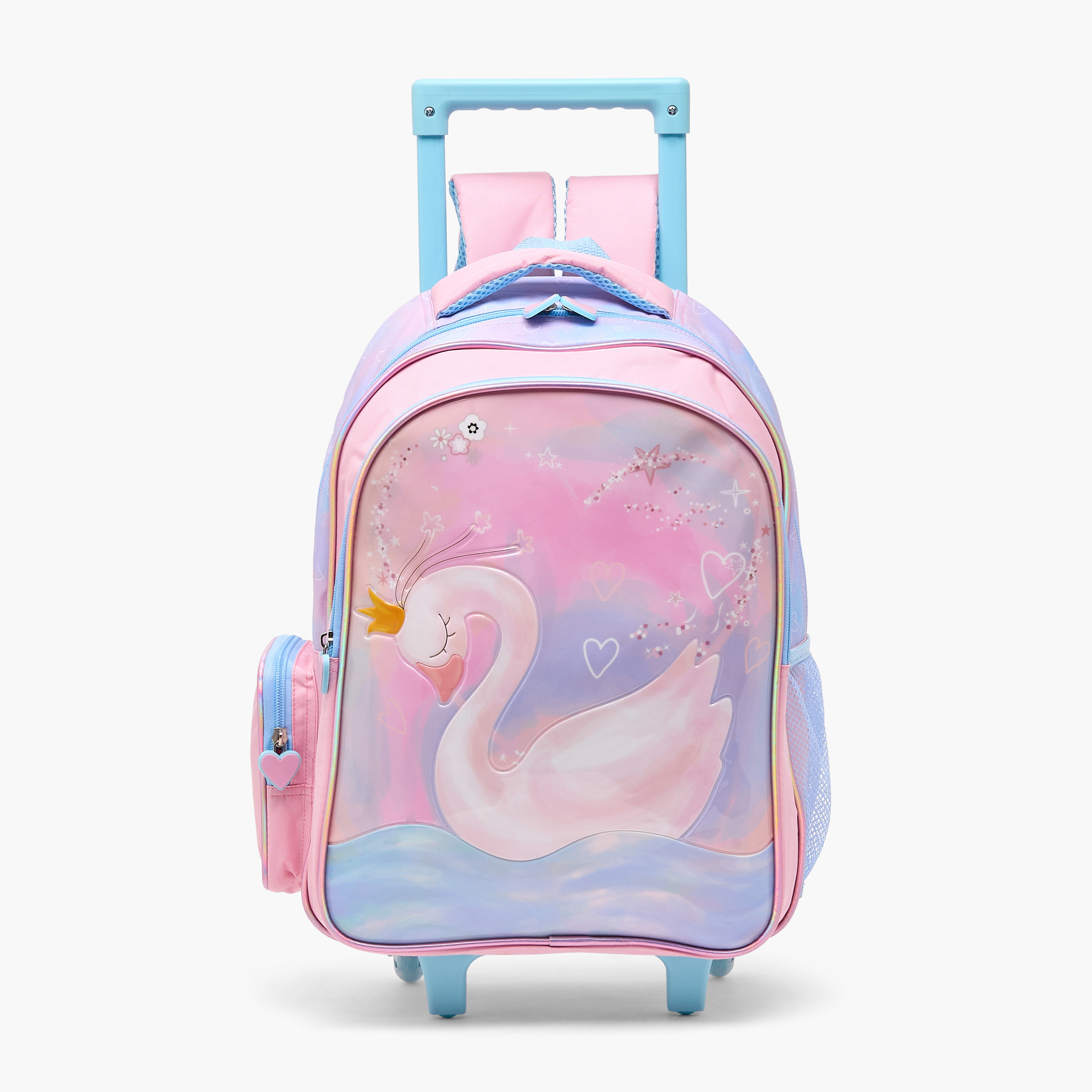 Juniors Swan Print 5-Piece School Trolley Bag Set for Girls 5-8 Years with Lunch Bag - 16 inches-school-bagsandbackpacks-trolleybags-image-3