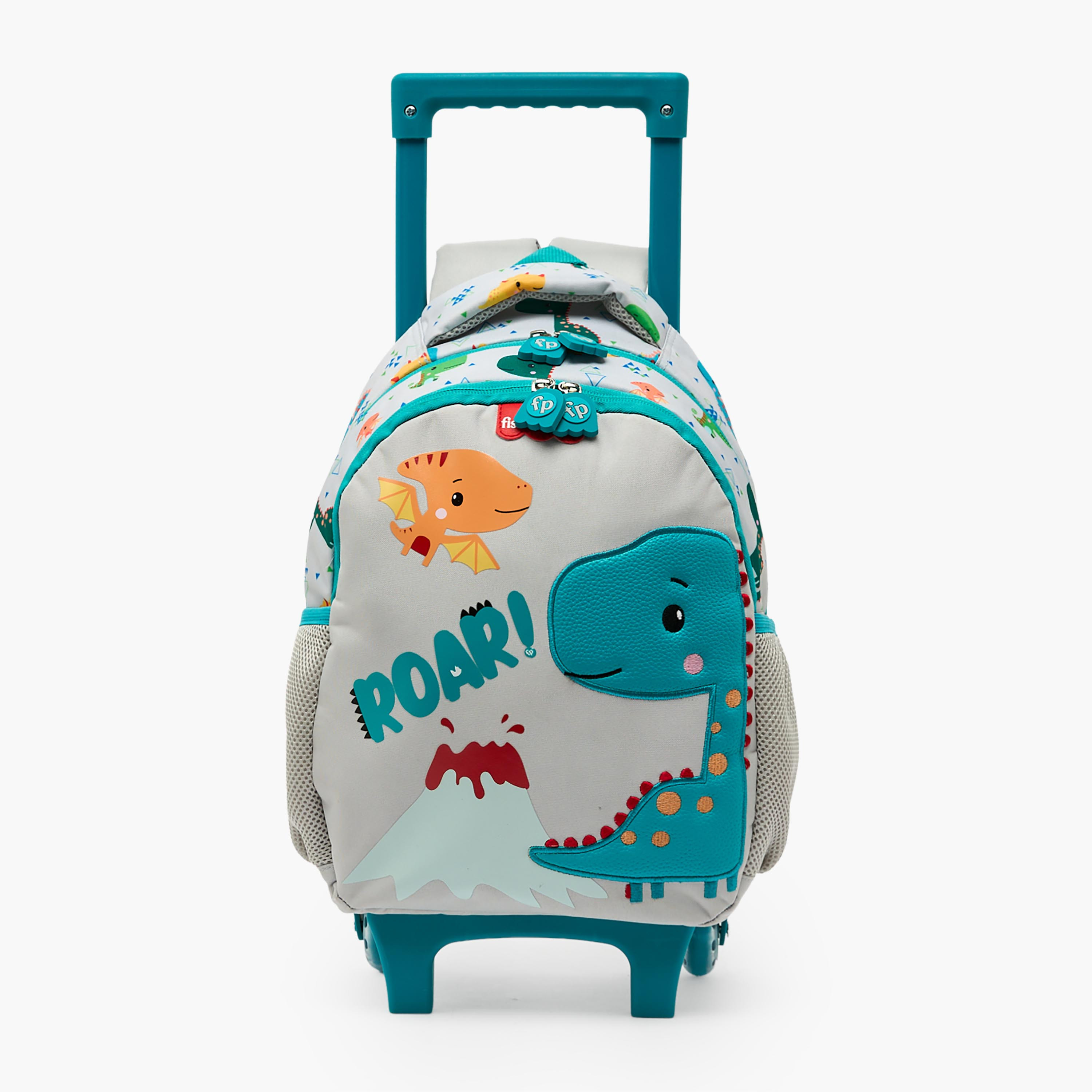 شنطة ترولي بزخارف ديناصور وبمقبض قابل للسحب للبنات من سن 3-5 سنوات من  فيشر برايس-school-bagsandbackpacks-trolleybags-image-1
