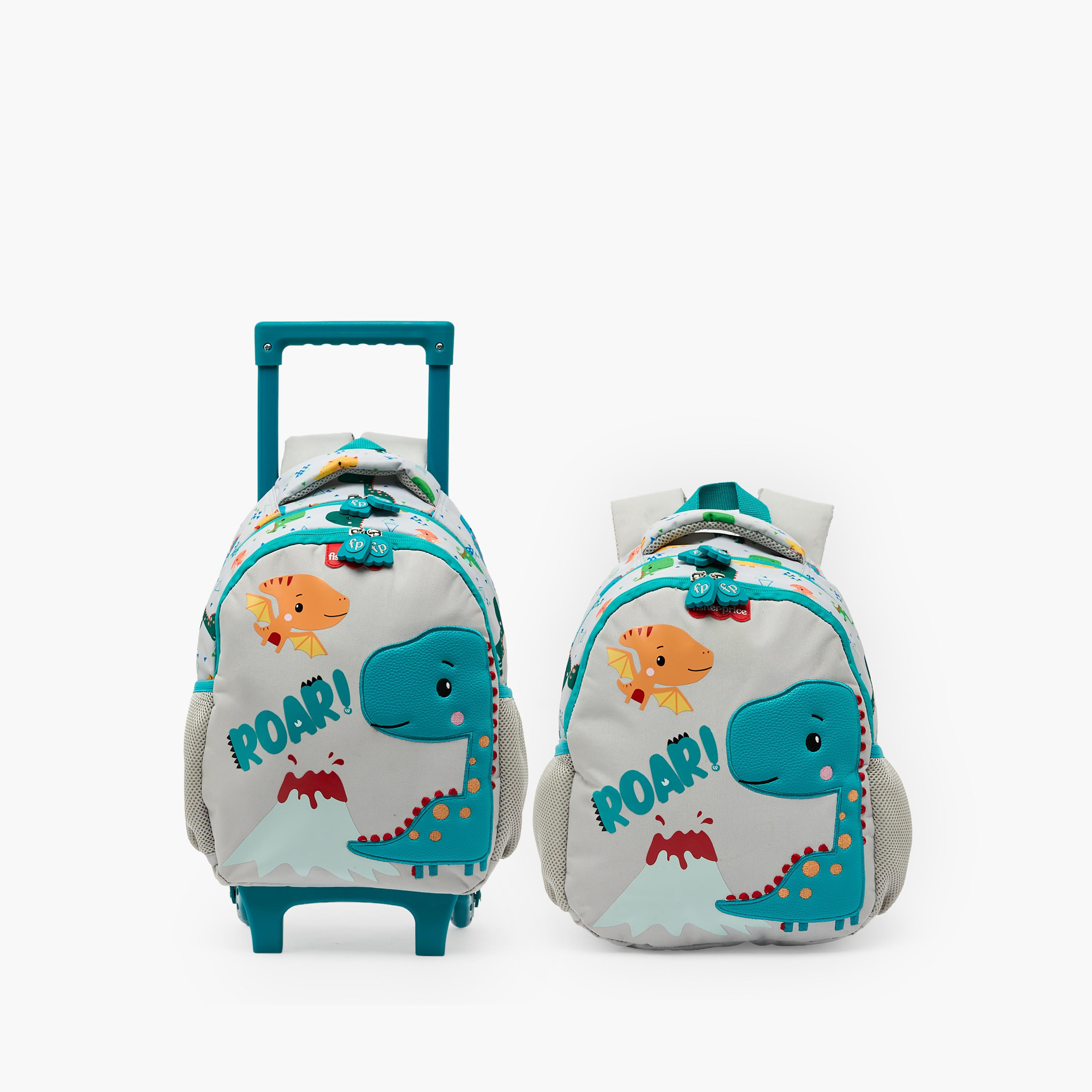 شنطة ترولي بزخارف ديناصور وبمقبض قابل للسحب للبنات من سن 3-5 سنوات من  فيشر برايس-school-bagsandbackpacks-trolleybags-image-12