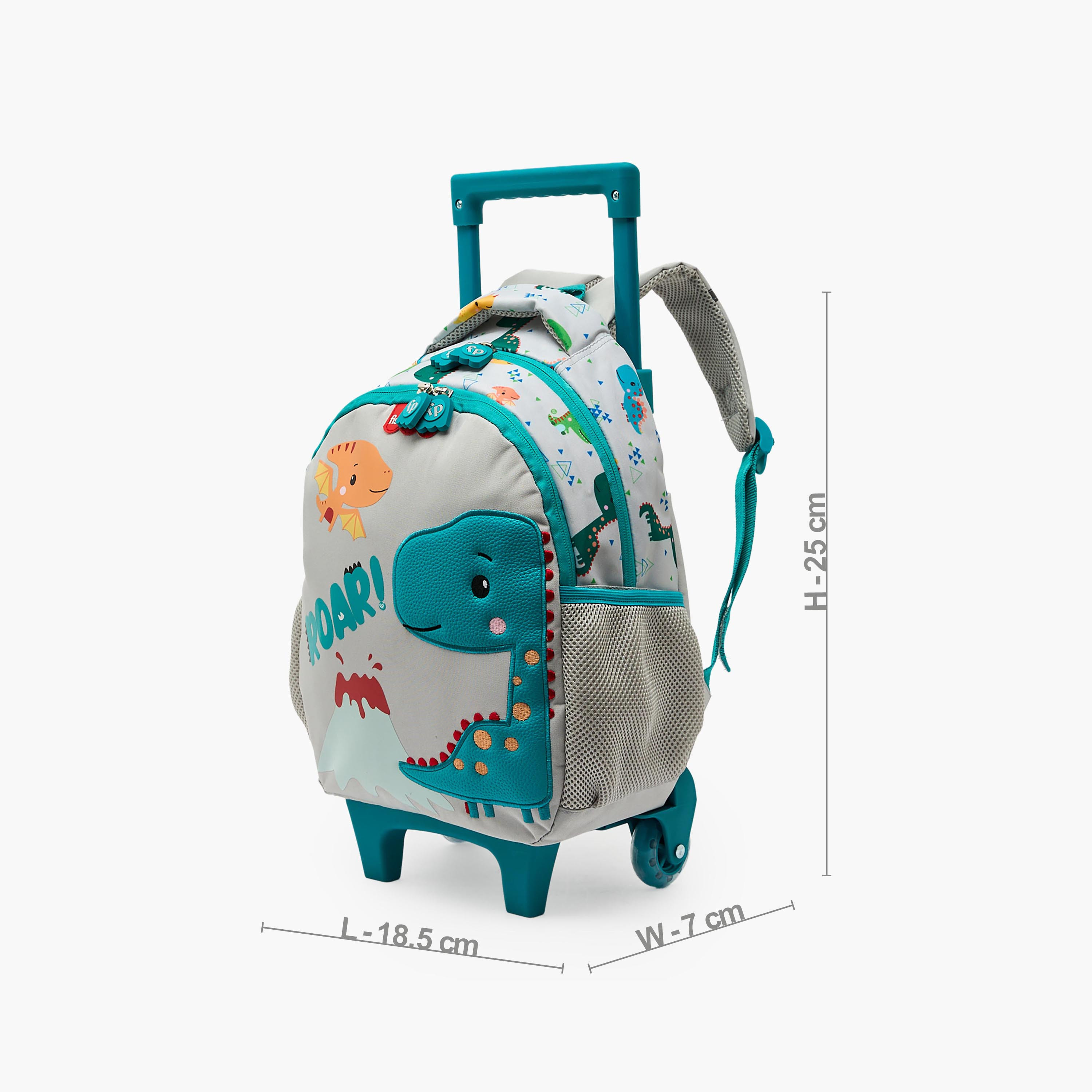 شنطة ترولي بزخارف ديناصور وبمقبض قابل للسحب للبنات من سن 3-5 سنوات من  فيشر برايس-school-bagsandbackpacks-trolleybags-image-8