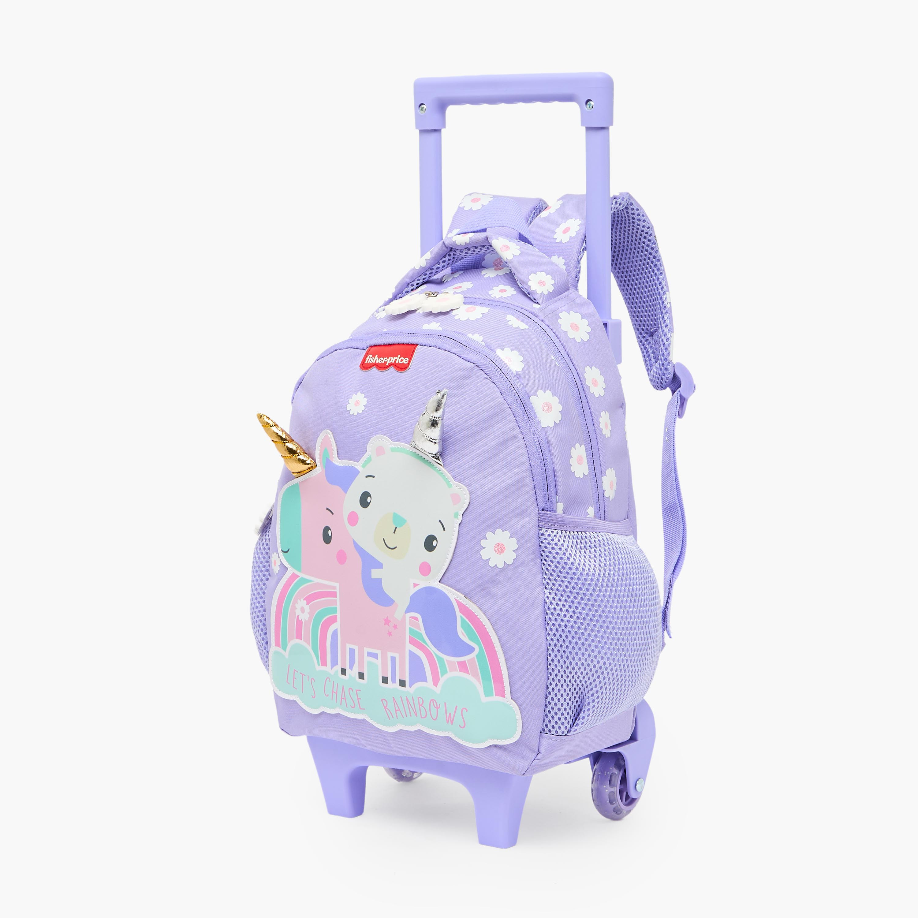 شنطة ترولي بمقبض قابل للسحب وطبعات للبنات 3- 5 سنوات من فيشر برايس - 14 بوصة-school-bagsandbackpacks-trolleybags-image-7
