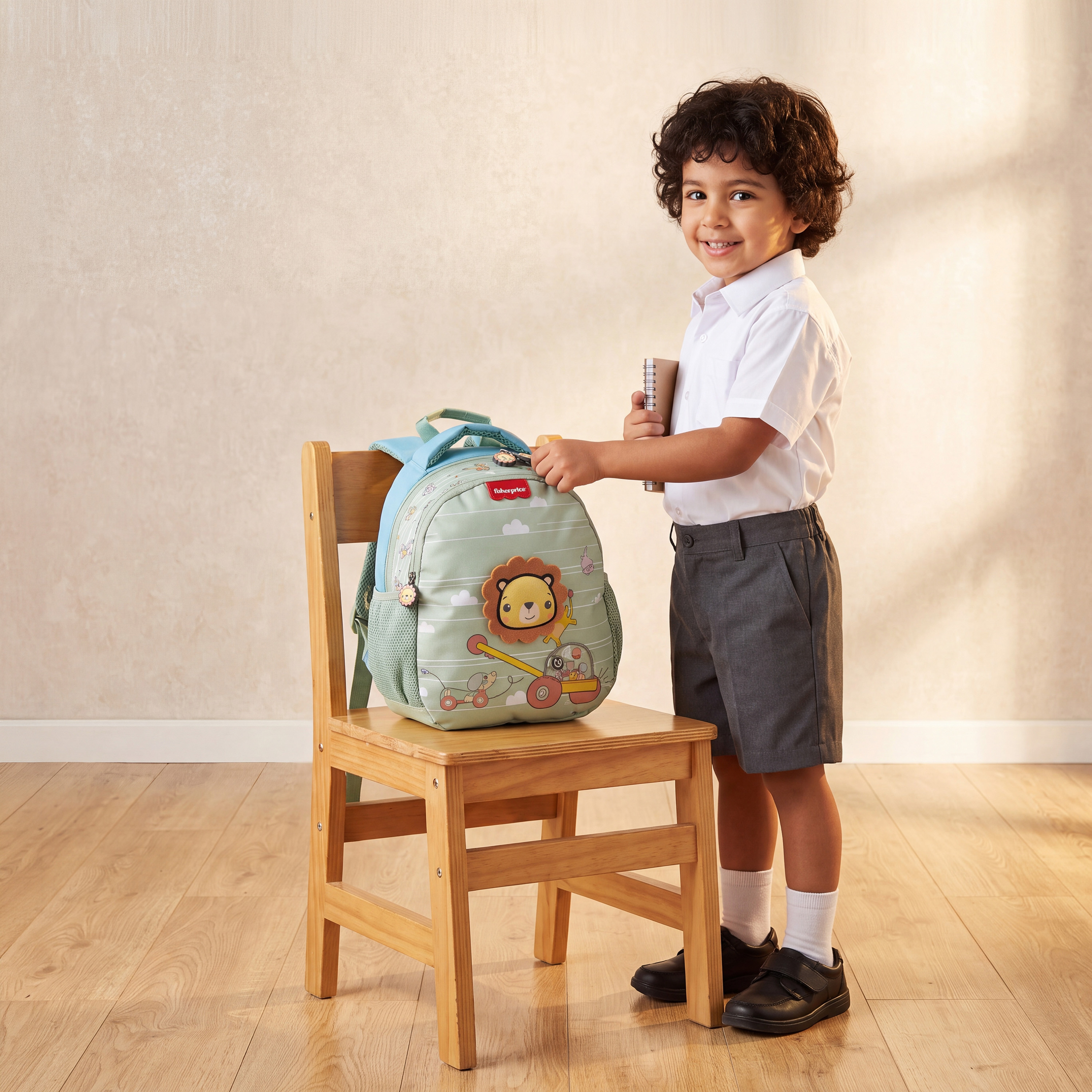 Fisher Price Lion Applique Backpack for Girls 3-5 Years with Padded Shoulder Straps - 14 inches-school-bagsandbackpacks-backpacks-image-3