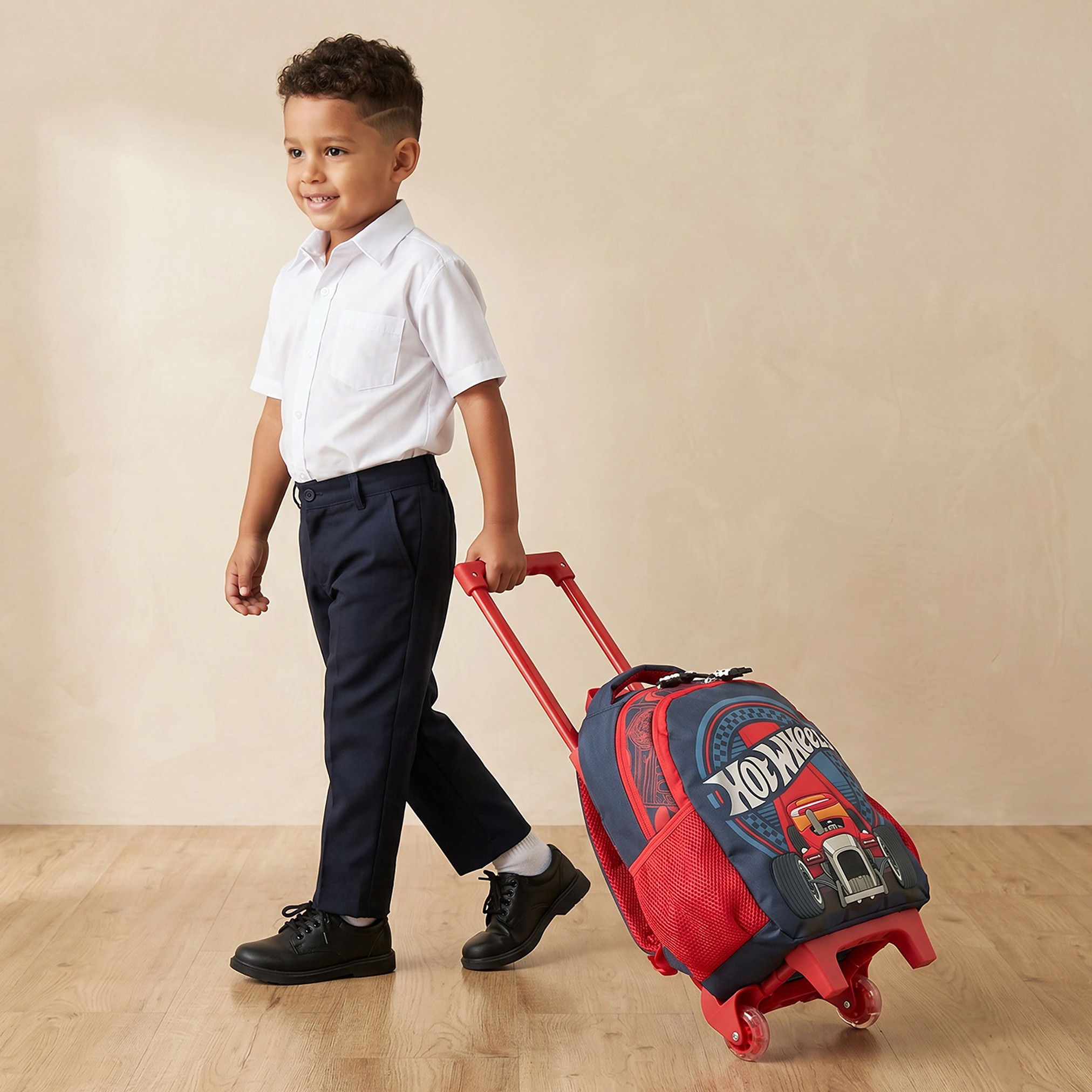 شنطة ترولي بطبعات سباق مع عجلات متينة للأولاد من 5 إلى 8 سنوات من هوت ويلز - 14 بوصة-school-bagsandbackpacks-trolleybags-image-3