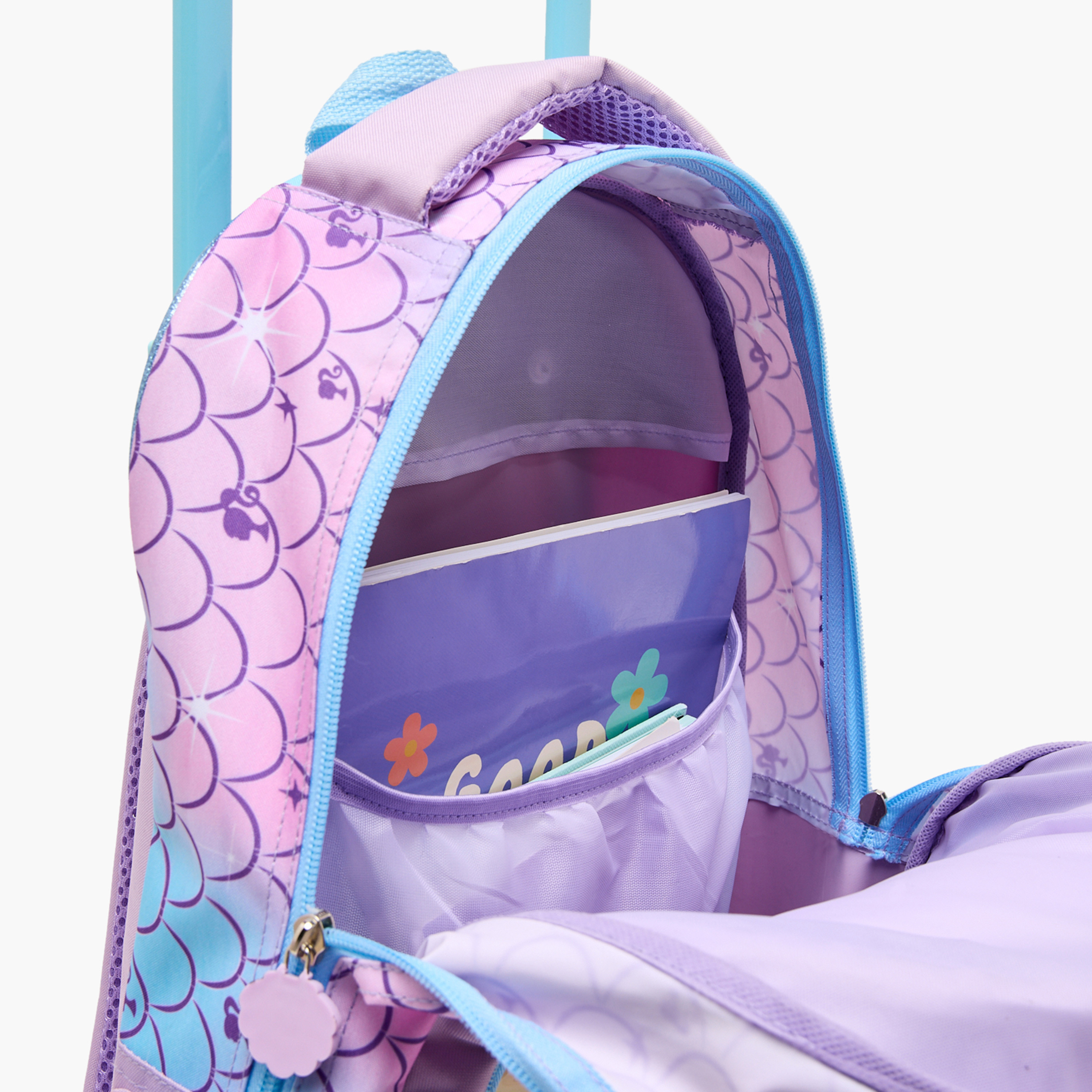 طقم شنطة ترولي مدرسية باربي 5 قطع للبنات 5-8 سنوات مع شنطة غداء - 16 بوصة-school-bagsandbackpacks-trolleybags-image-6
